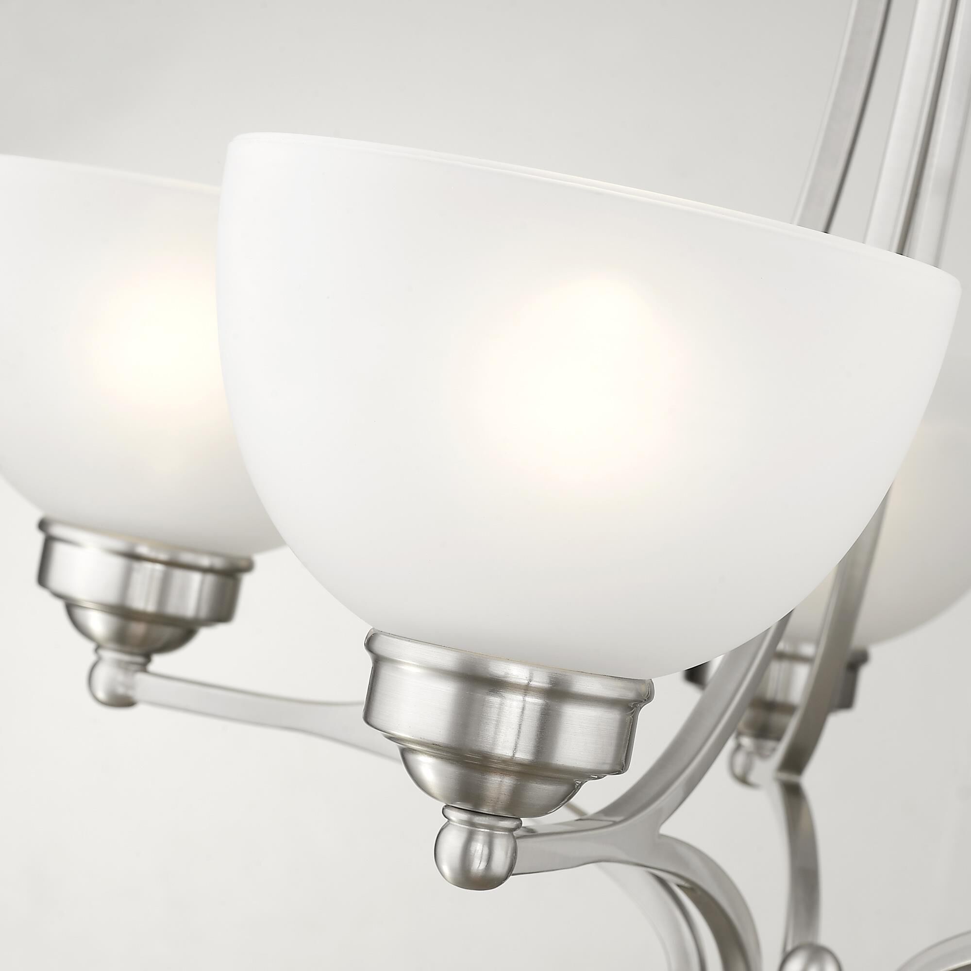 Shown in Brushed Nickel finish and Satin glass