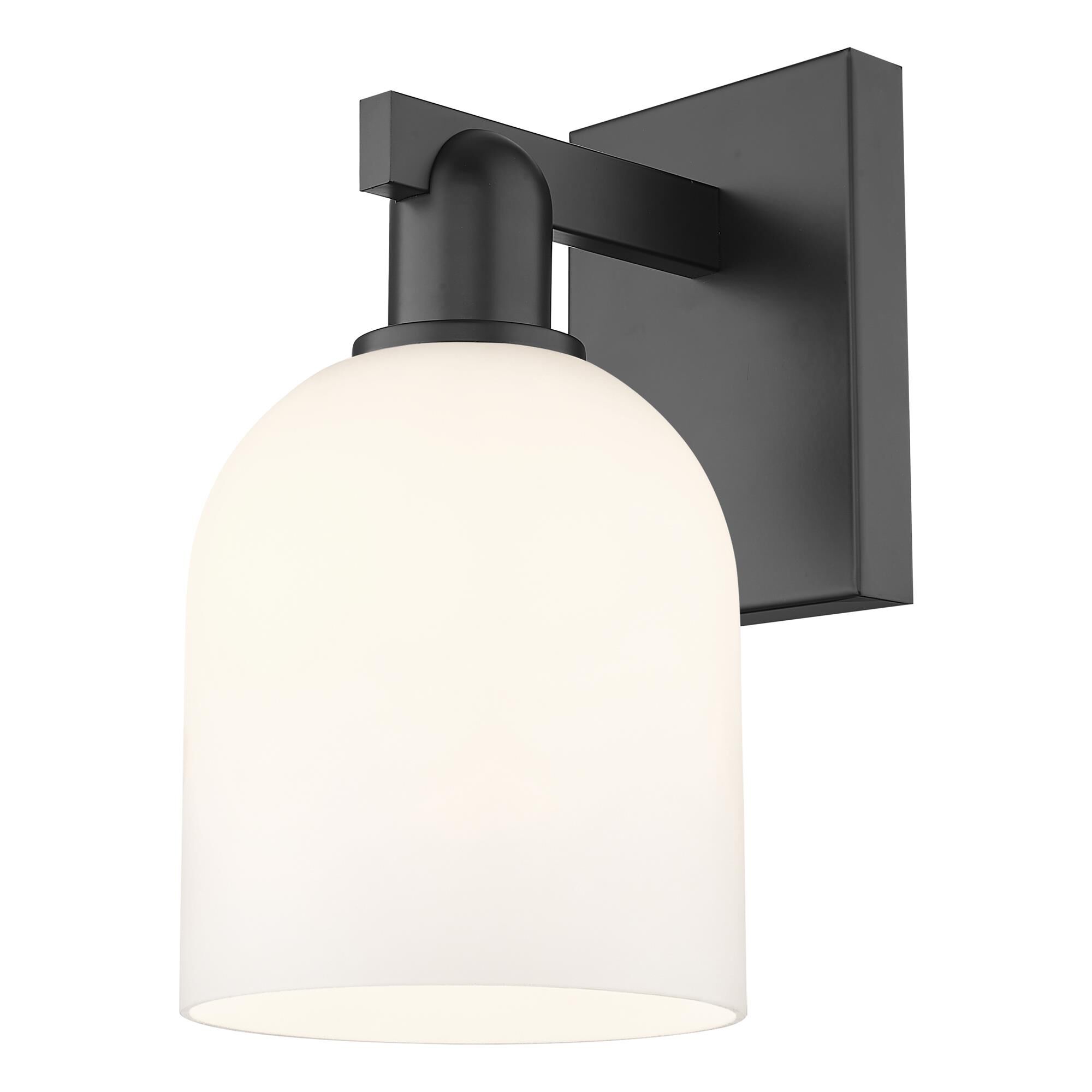 Shown in Matte Black finish and White glass