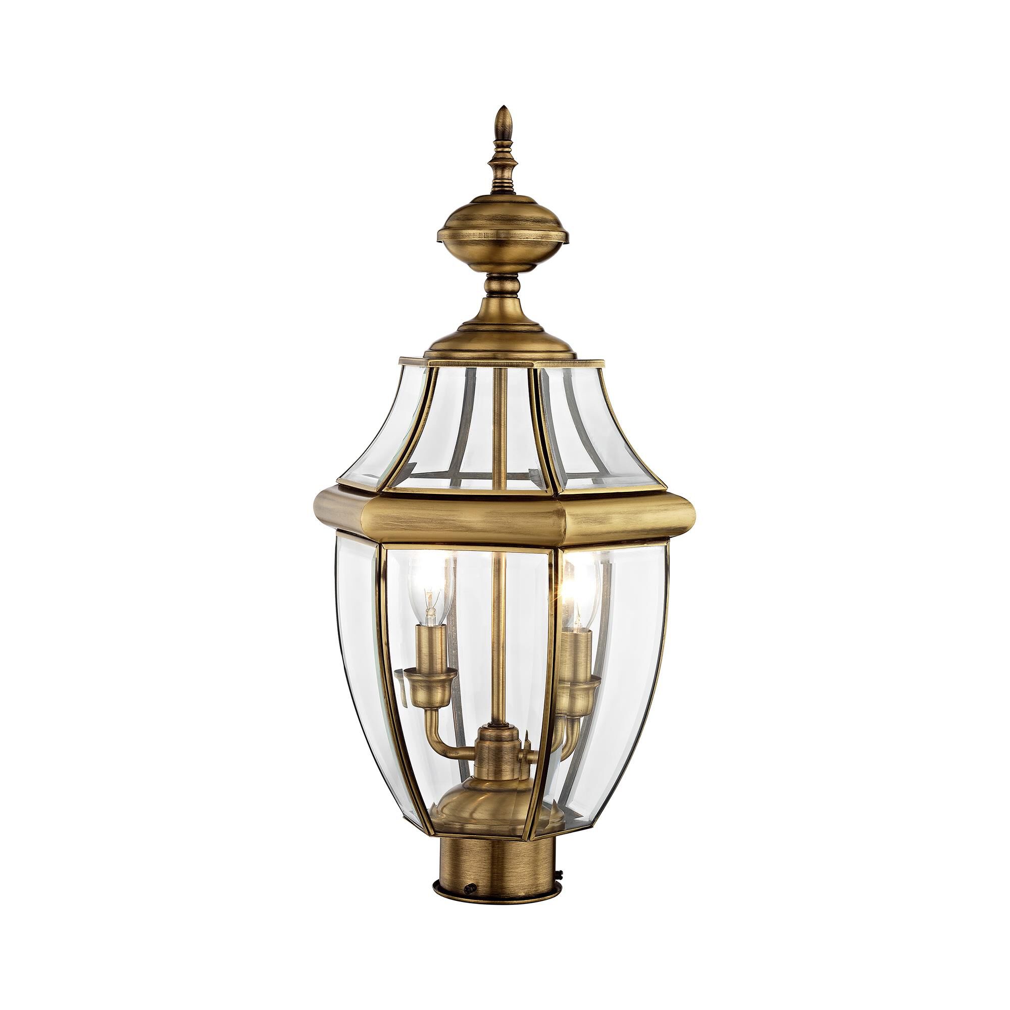 Shown in Antique Brass finish and Clear Beveled glass