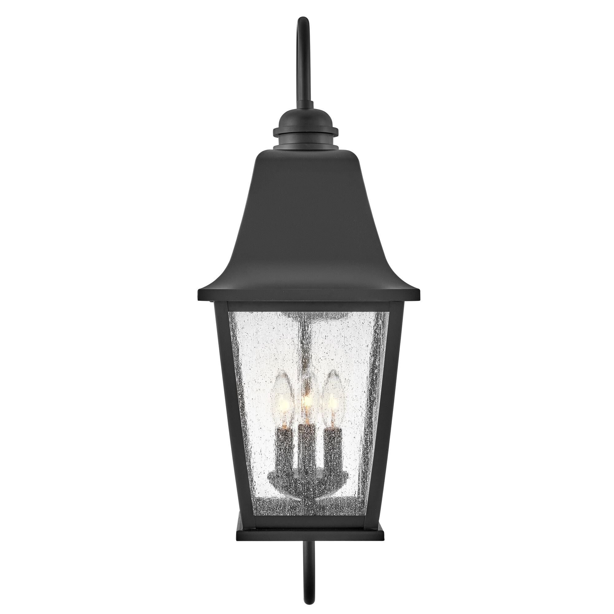 Shown in Black finish and Clear Seedy glass