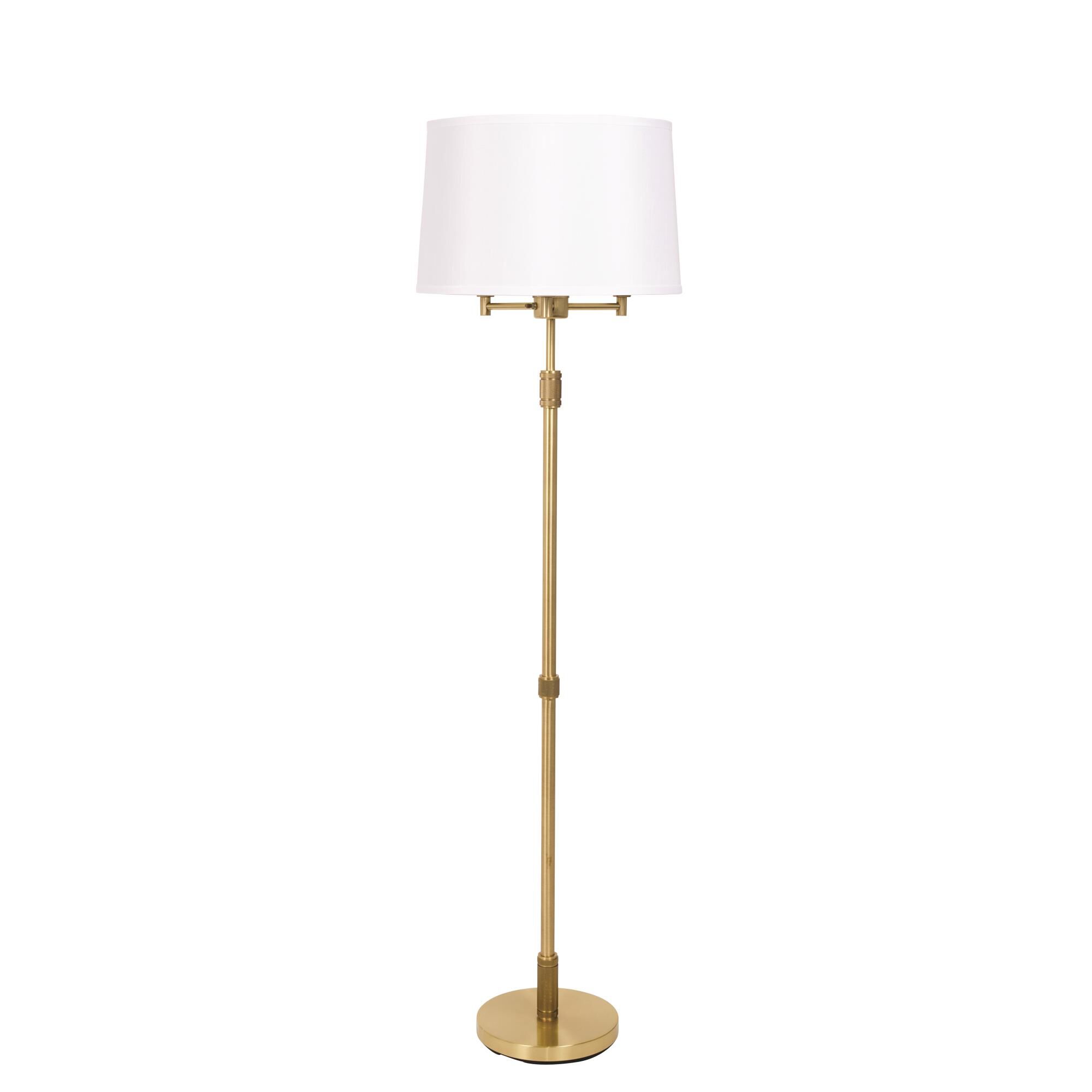 Shown in Brushed Brass finish and Off-White Hardback shade