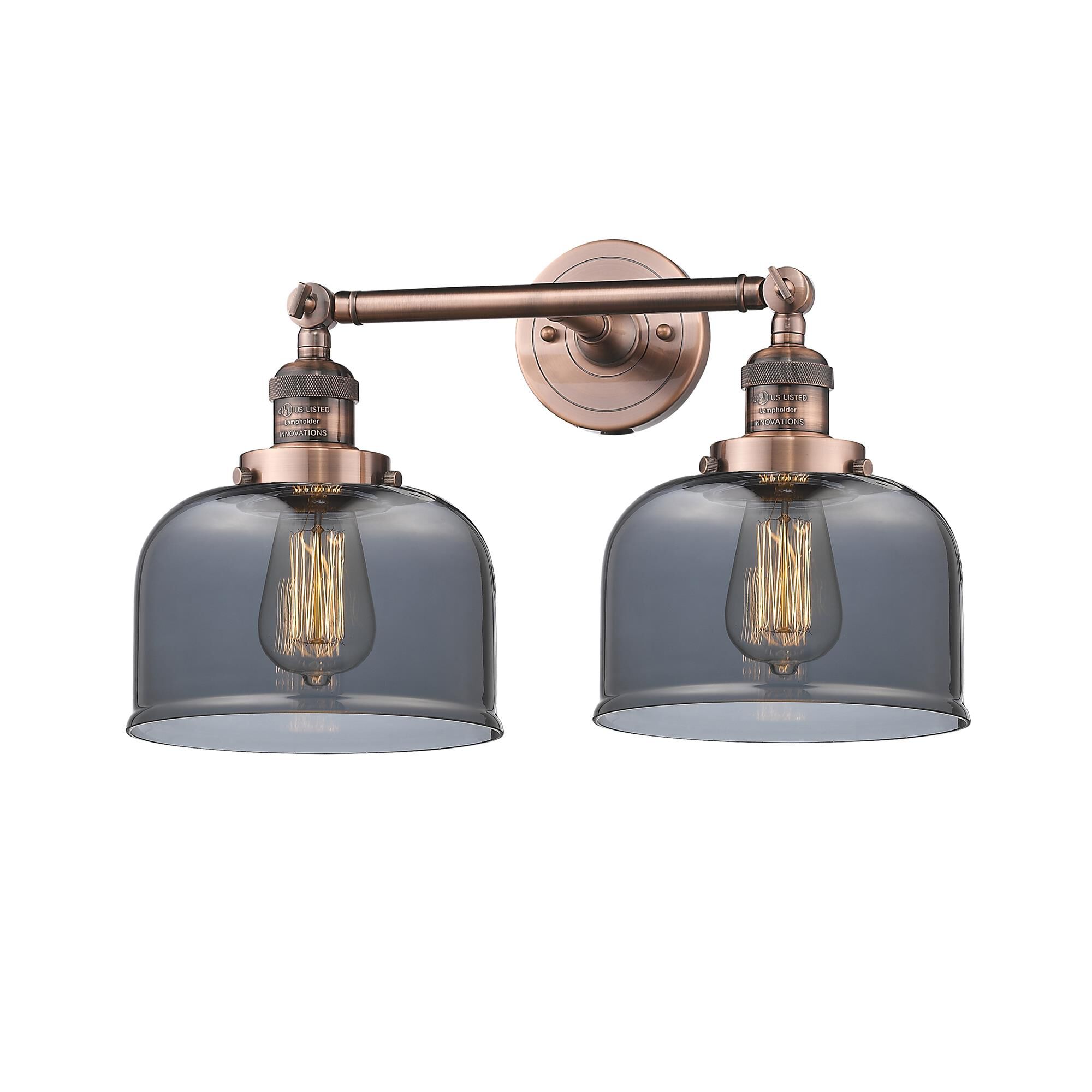 Shown in Antique Copper finish and Plated Smoked glass