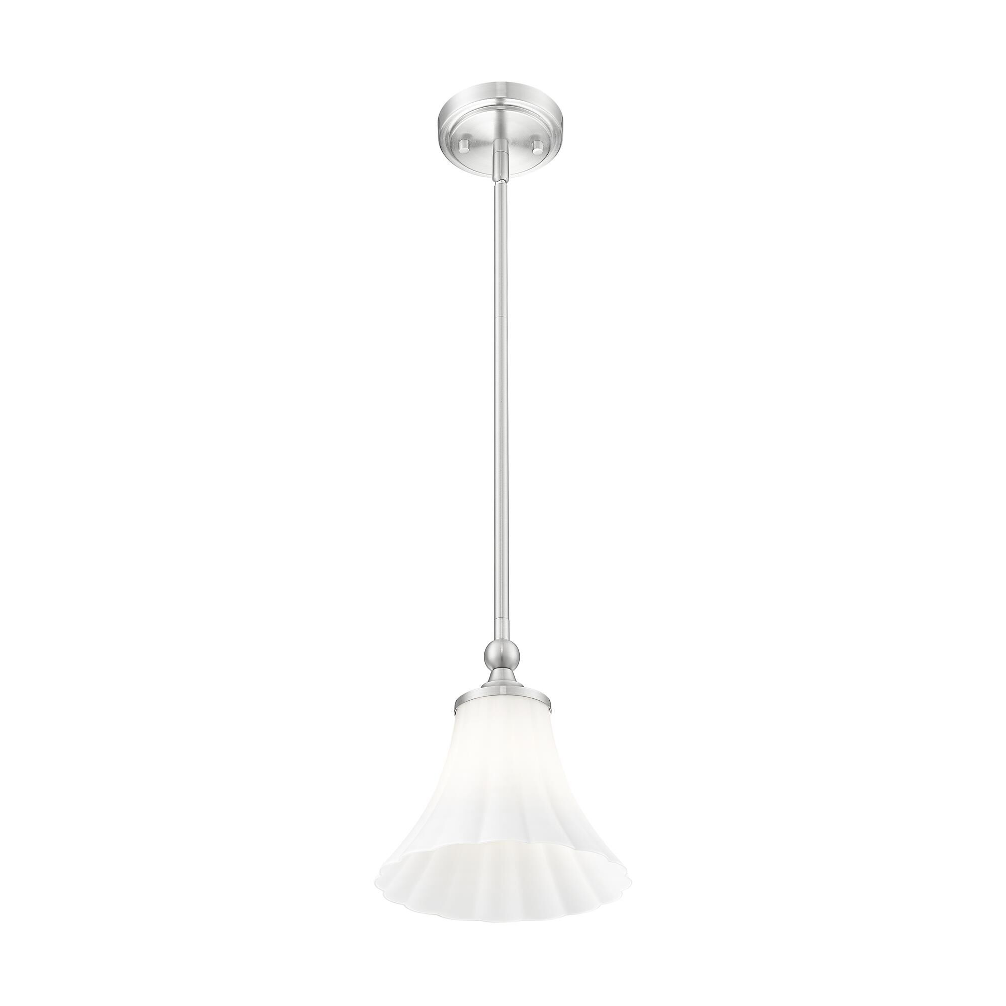 Shown in Brushed Nickel finish and Opal Etched glass