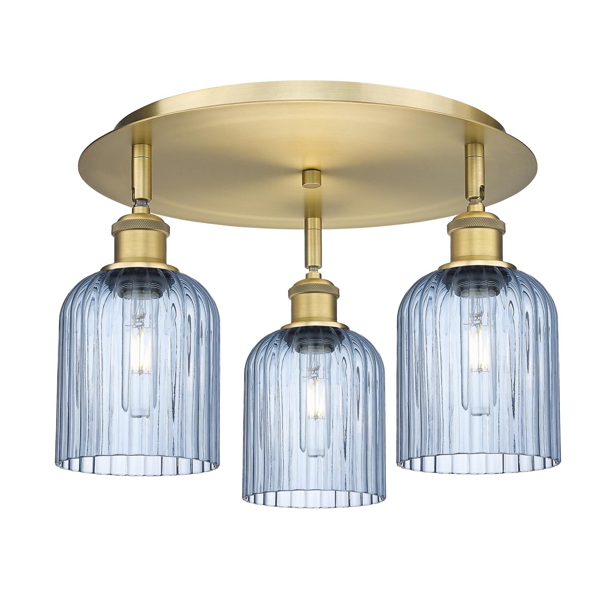 Shown in Brushed Brass finish and Princess Blue shade