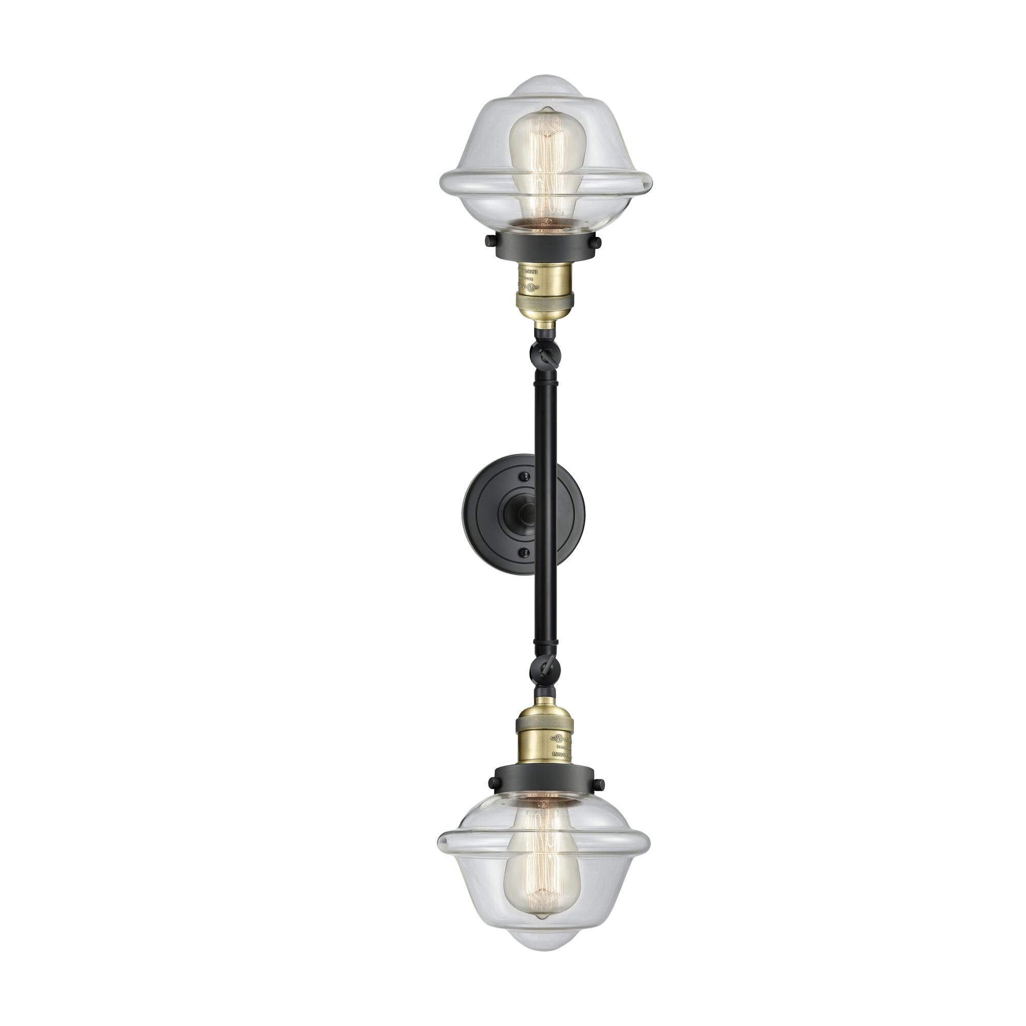 Shown in Black Antique Brass finish and Clear glass