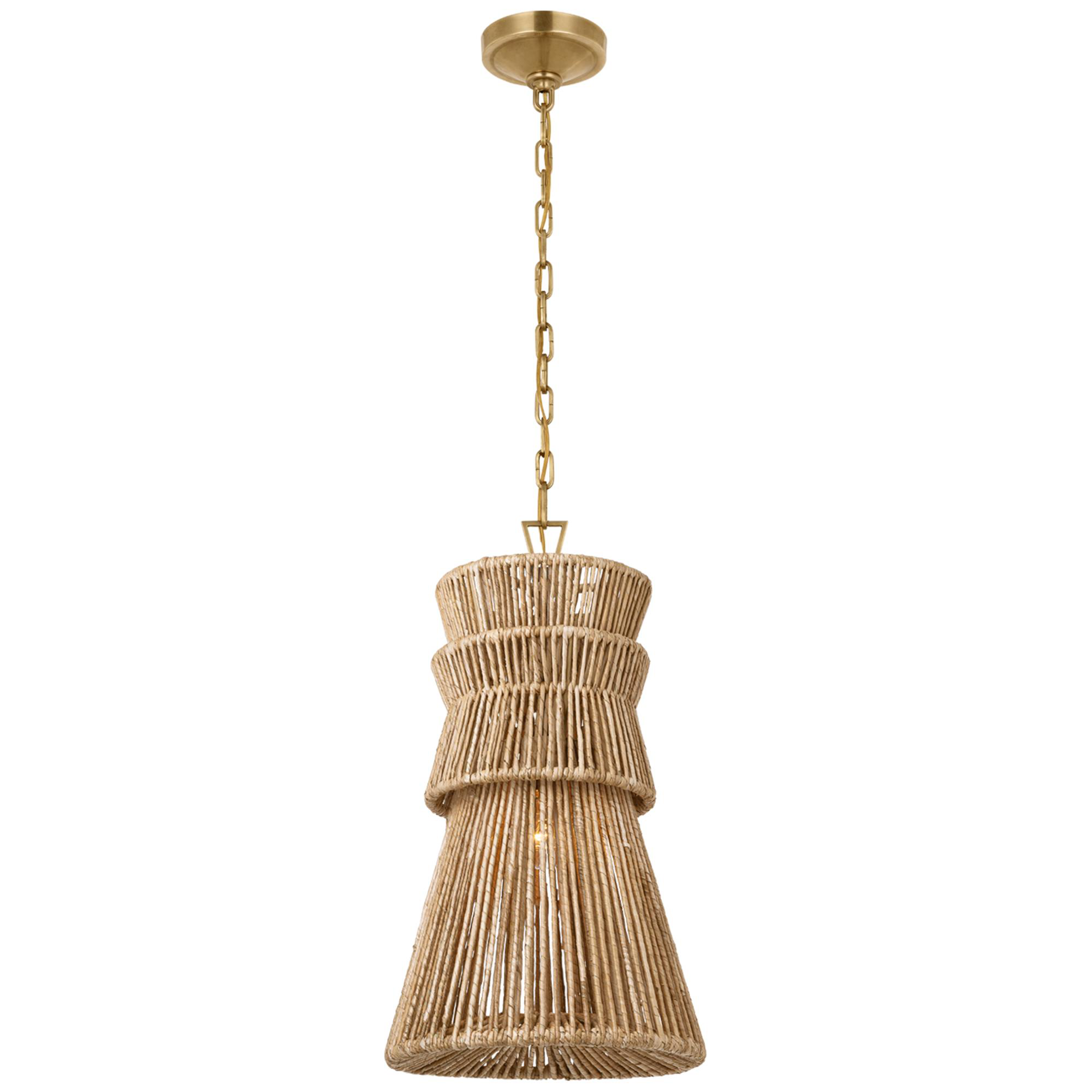 Shown in Antique-Burnished Brass and Natural Abaca finish