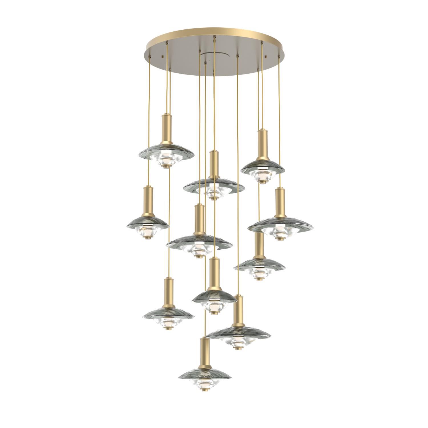 Shown in Gilded Brass finish and Smoke Granite glass