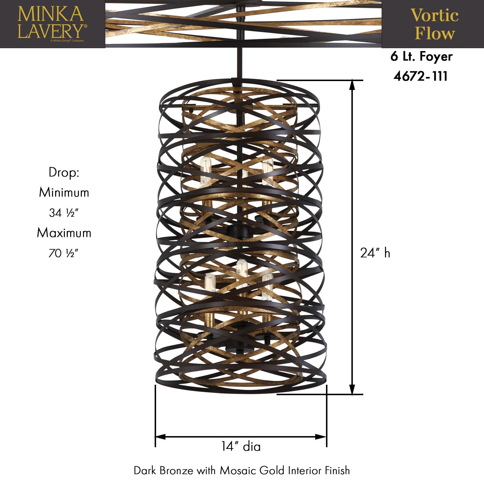 Vortic Flow 14 Inch Large Pendant by Minka Lavery