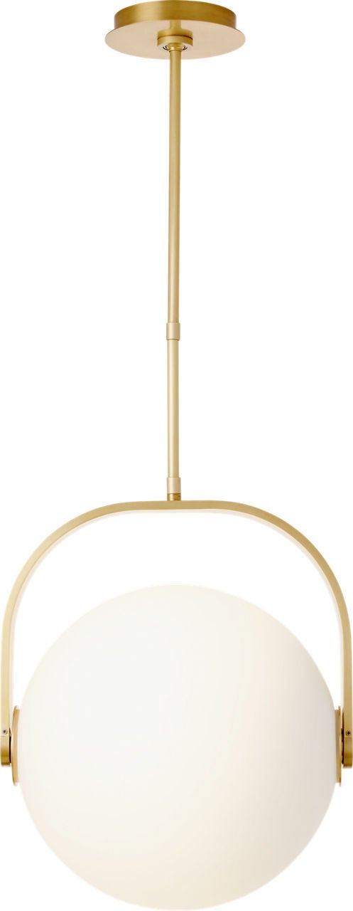 Shown in Natural Brass finish and Opaque glass