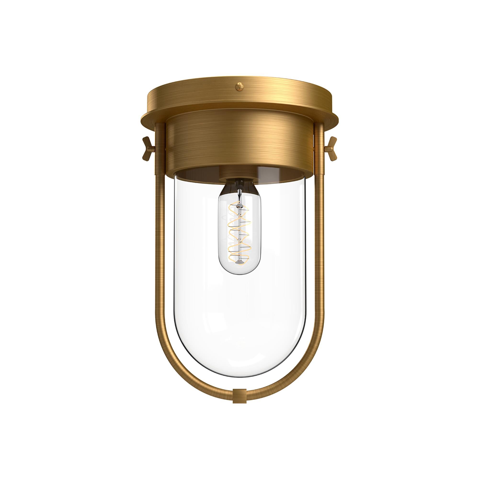 Shown in Aged Gold finish and Clear glass