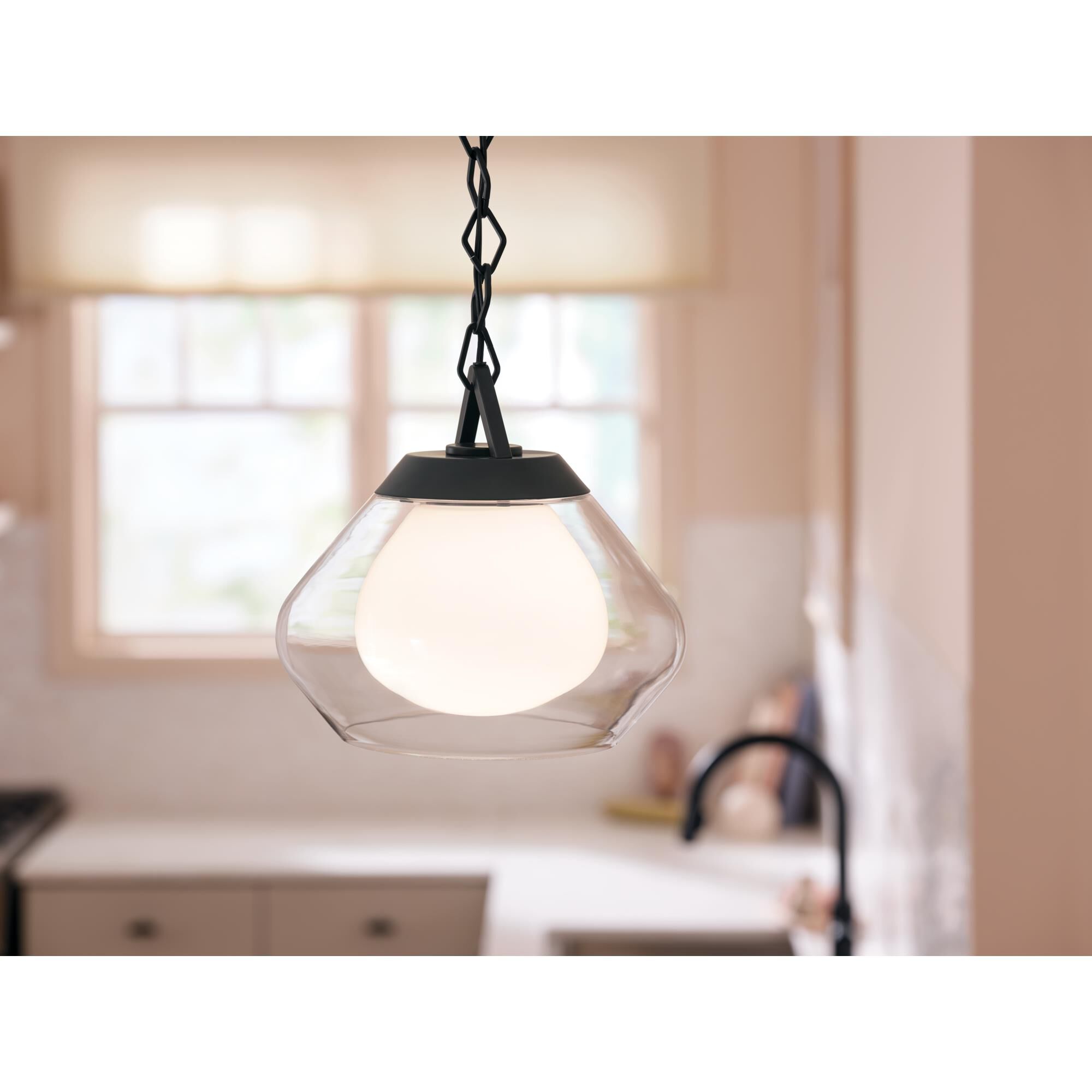 Shown in Black finish and Clear Outer Glass with Opal Interior glass