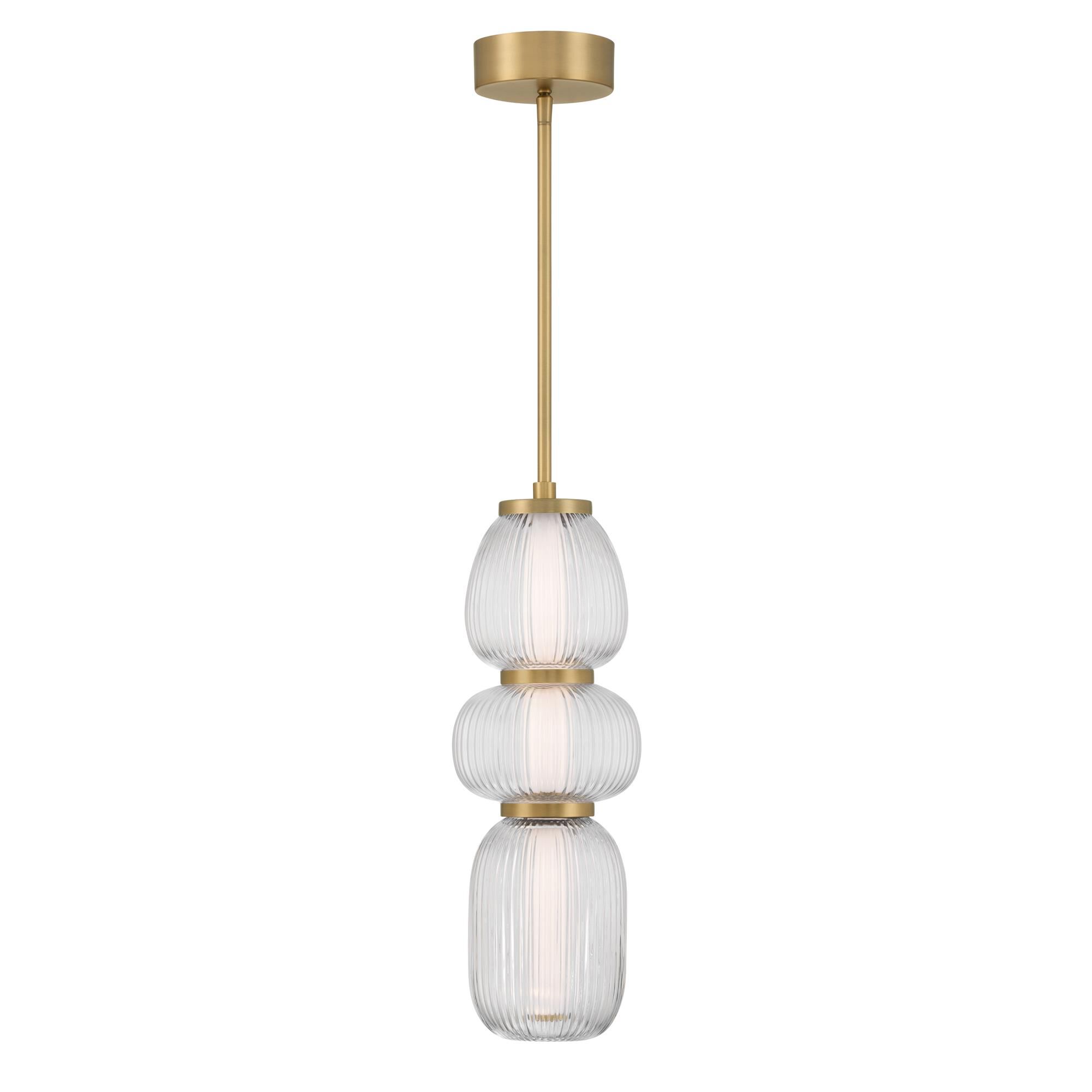 Shown in Legacy Brass finish and Clear Ribbed glass