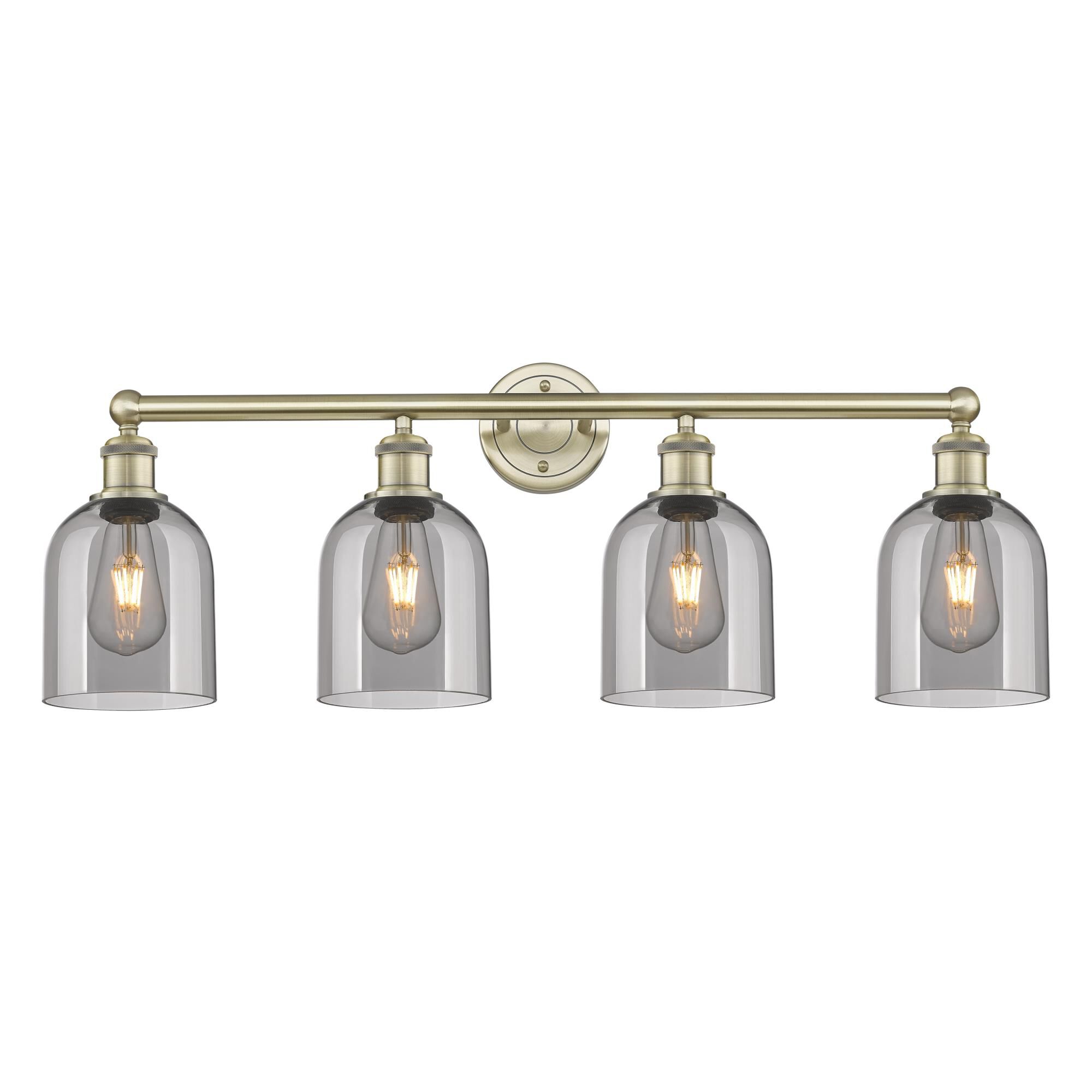 Shown in Antique Brass finish and Light Smoke glass
