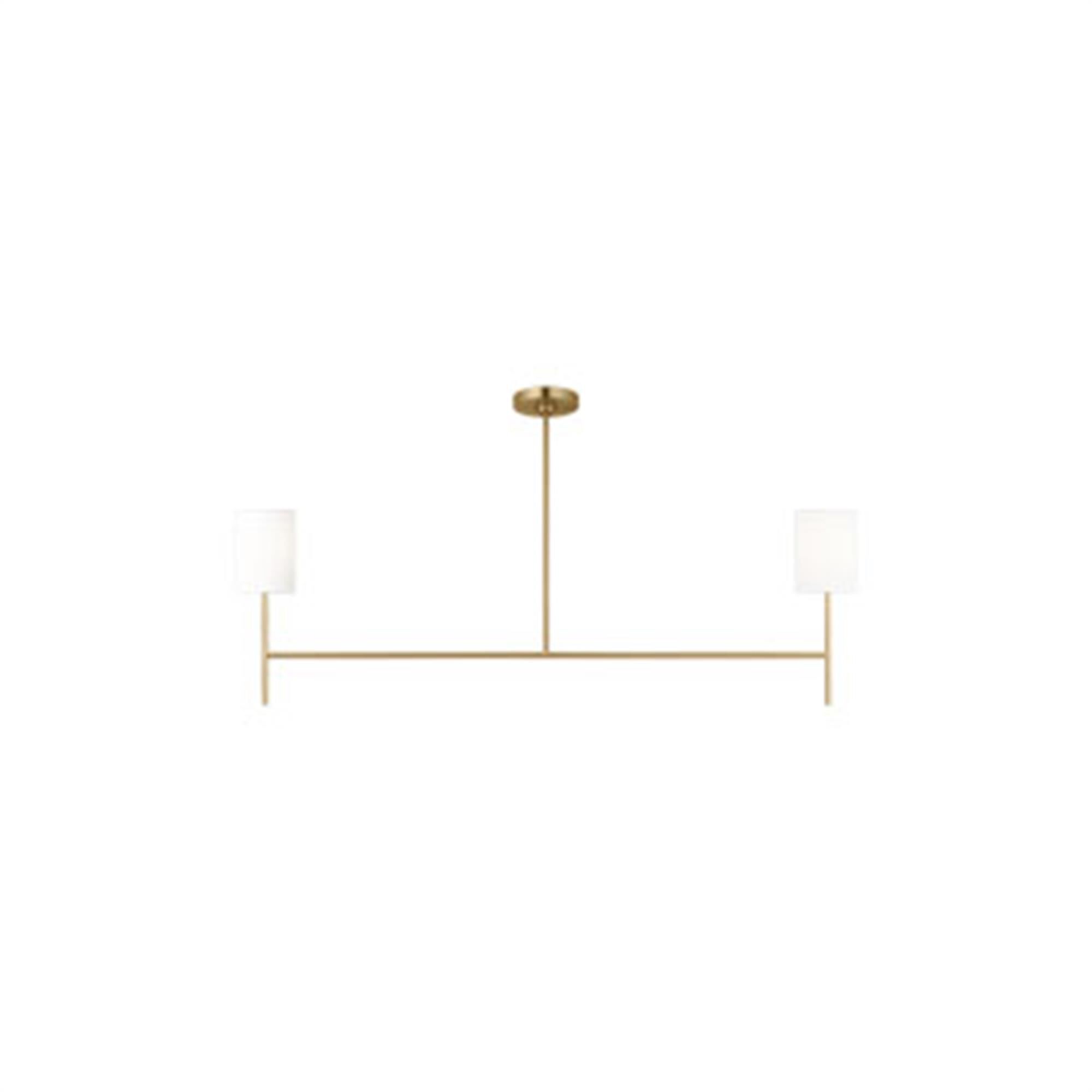Shown in Burnished Brass finish and White Linen shade