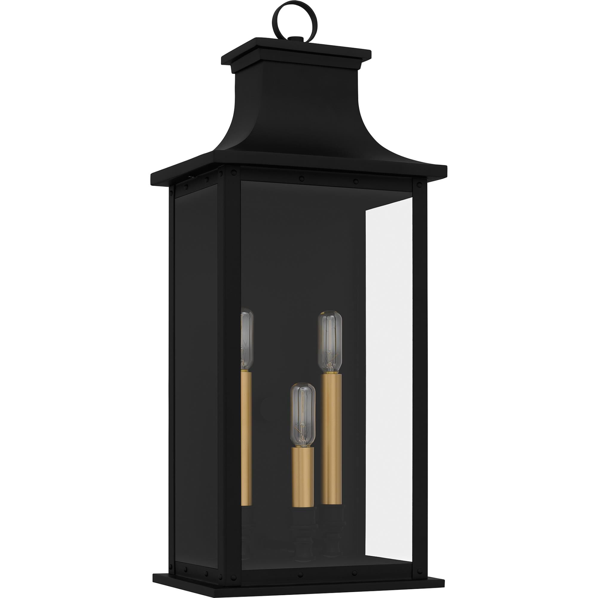 Shown in Matte Black finish and Glass shade