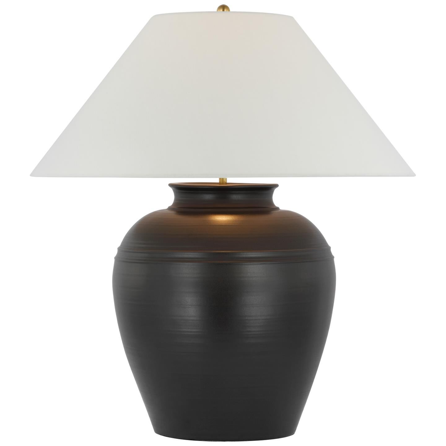 Shown in Matte Black finish and Linen shade