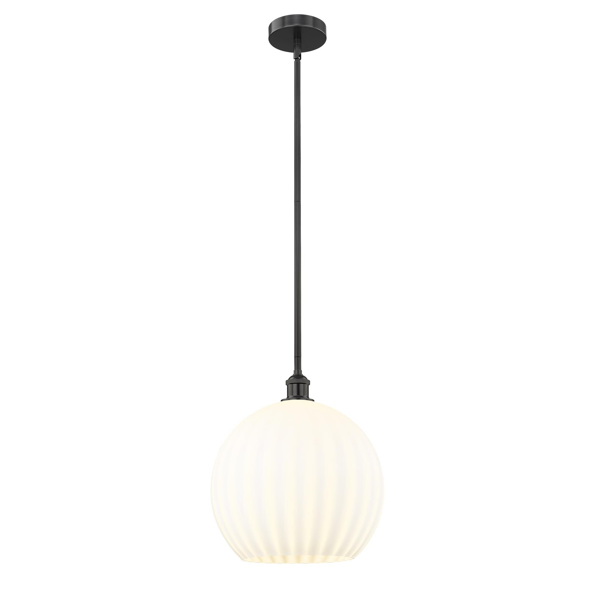 Shown in Matte Black finish and White Venetian glass