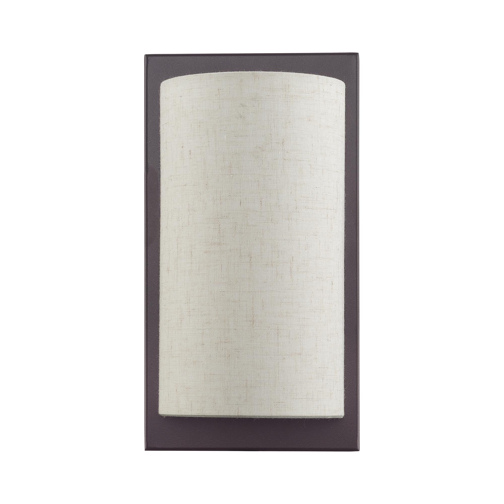 Shown in English Bronze finish and Hand Crafted Oatmeal Color Hardback with White Fabric Inside shade