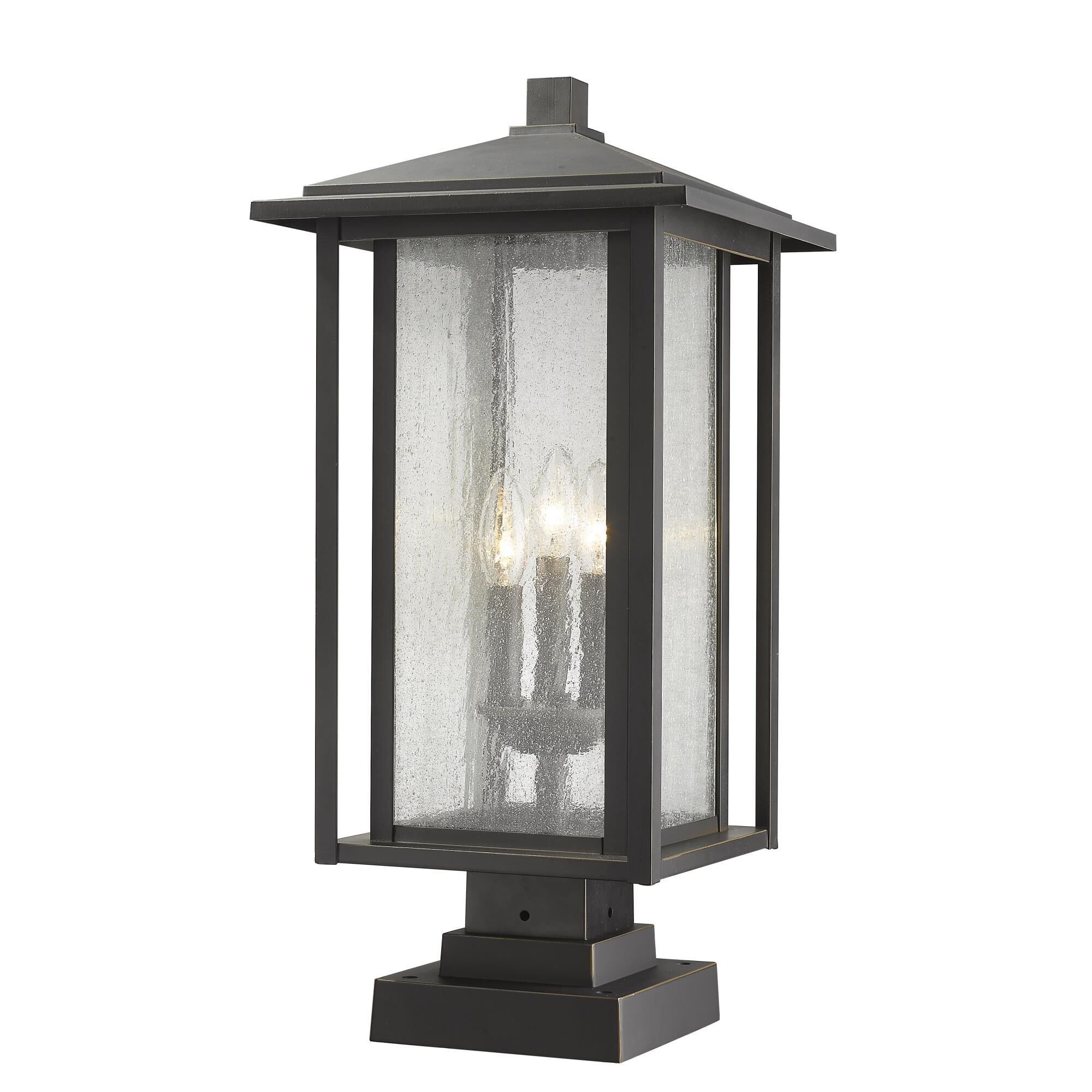 Shown in Oil Rubbed Bronze finish and Glass shade
