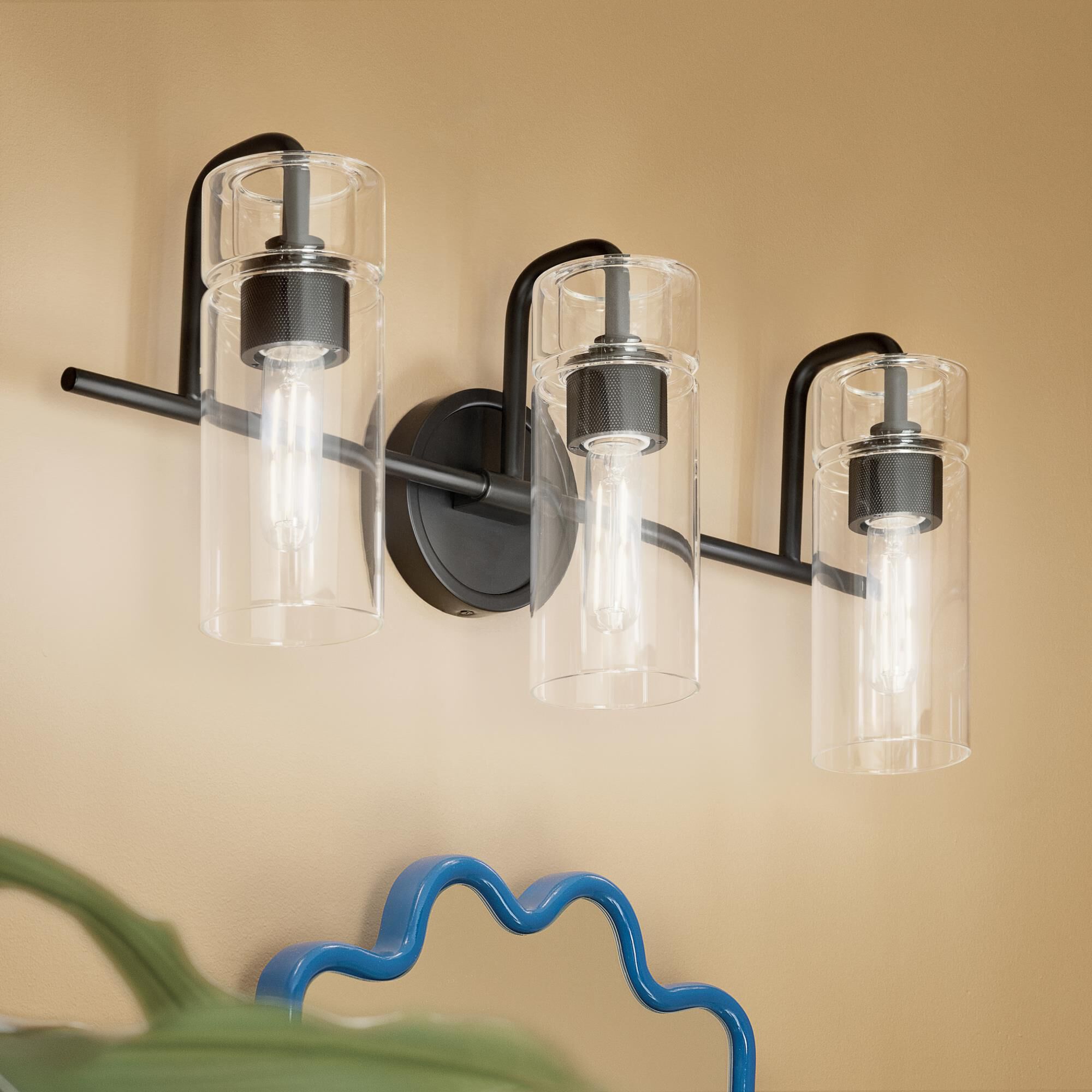 Shown in Black finish and Clear glass