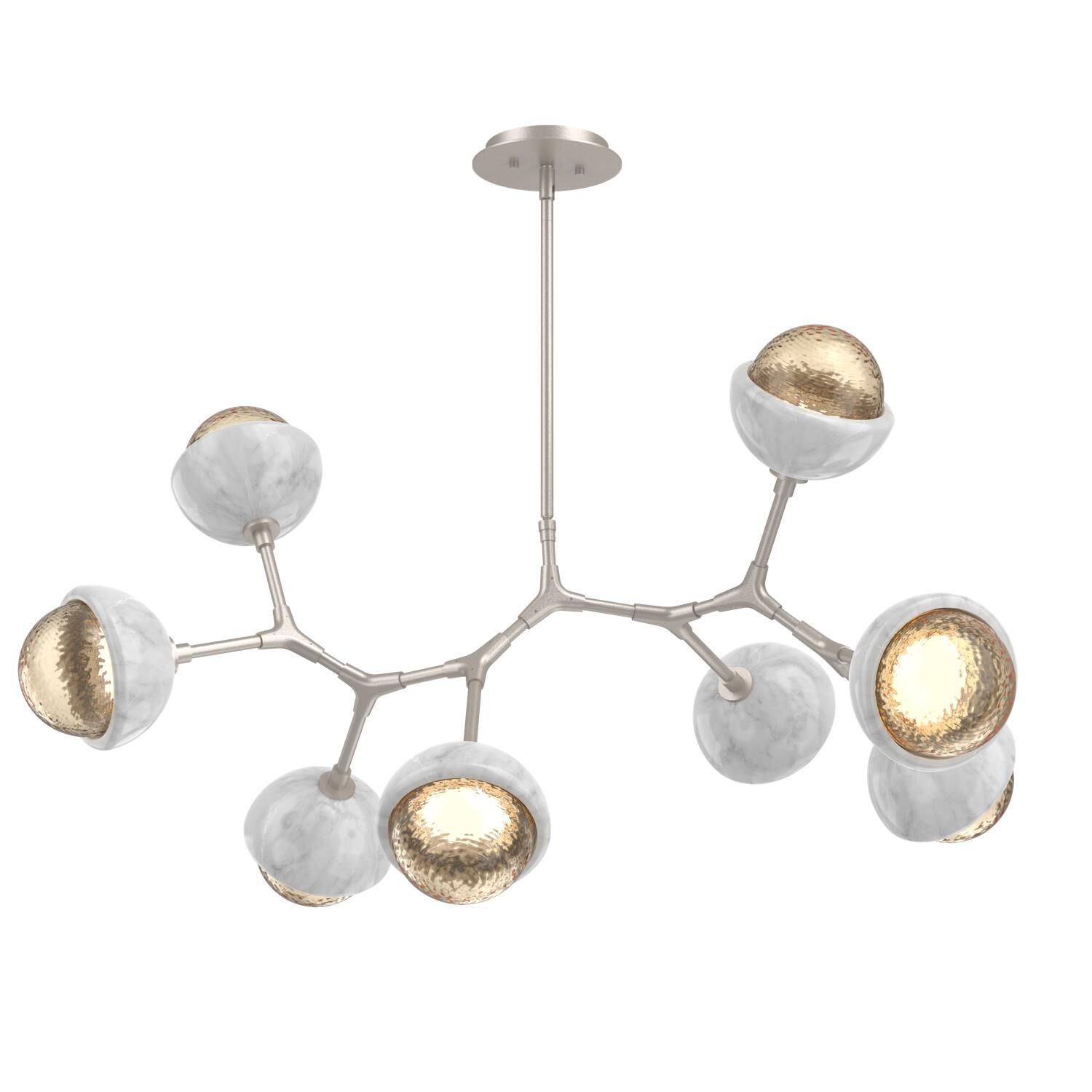 Shown in Beige Silver finish and Amber glass and White Marble accent