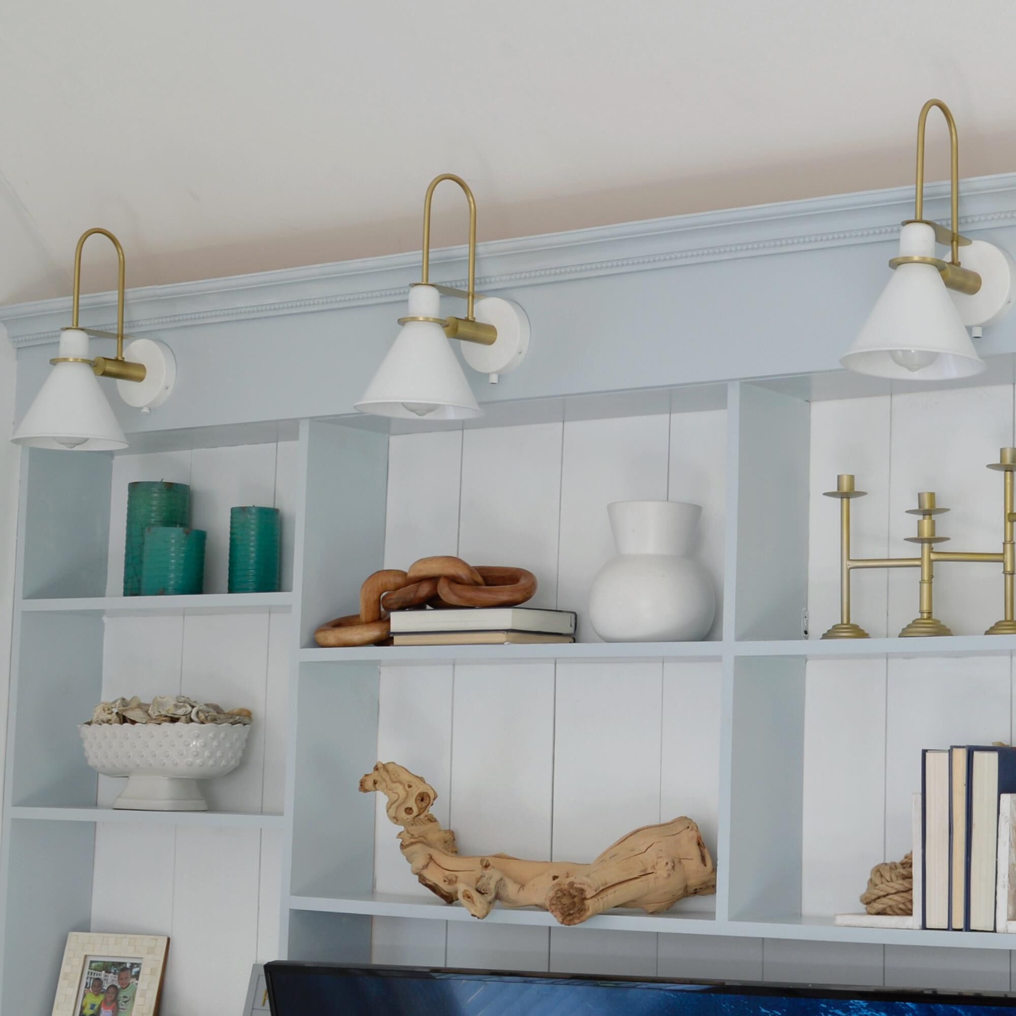 Shown in White finish and Iron glass and White shade