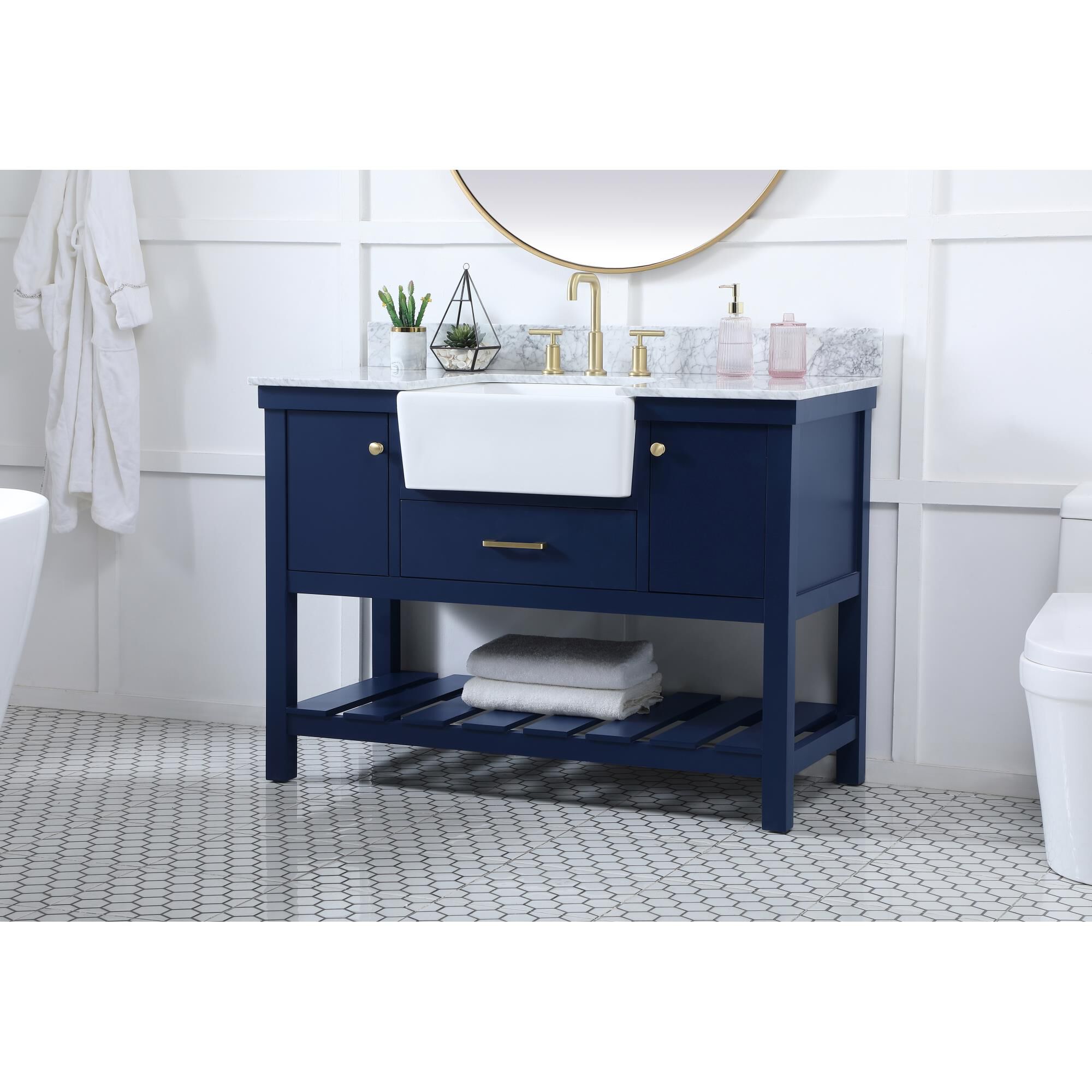 Shown in Blue finish and With Backsplash accent
