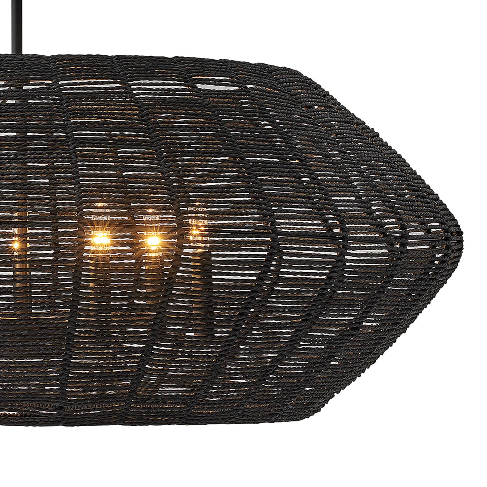 Shown in Black finish and Black Rattan shade