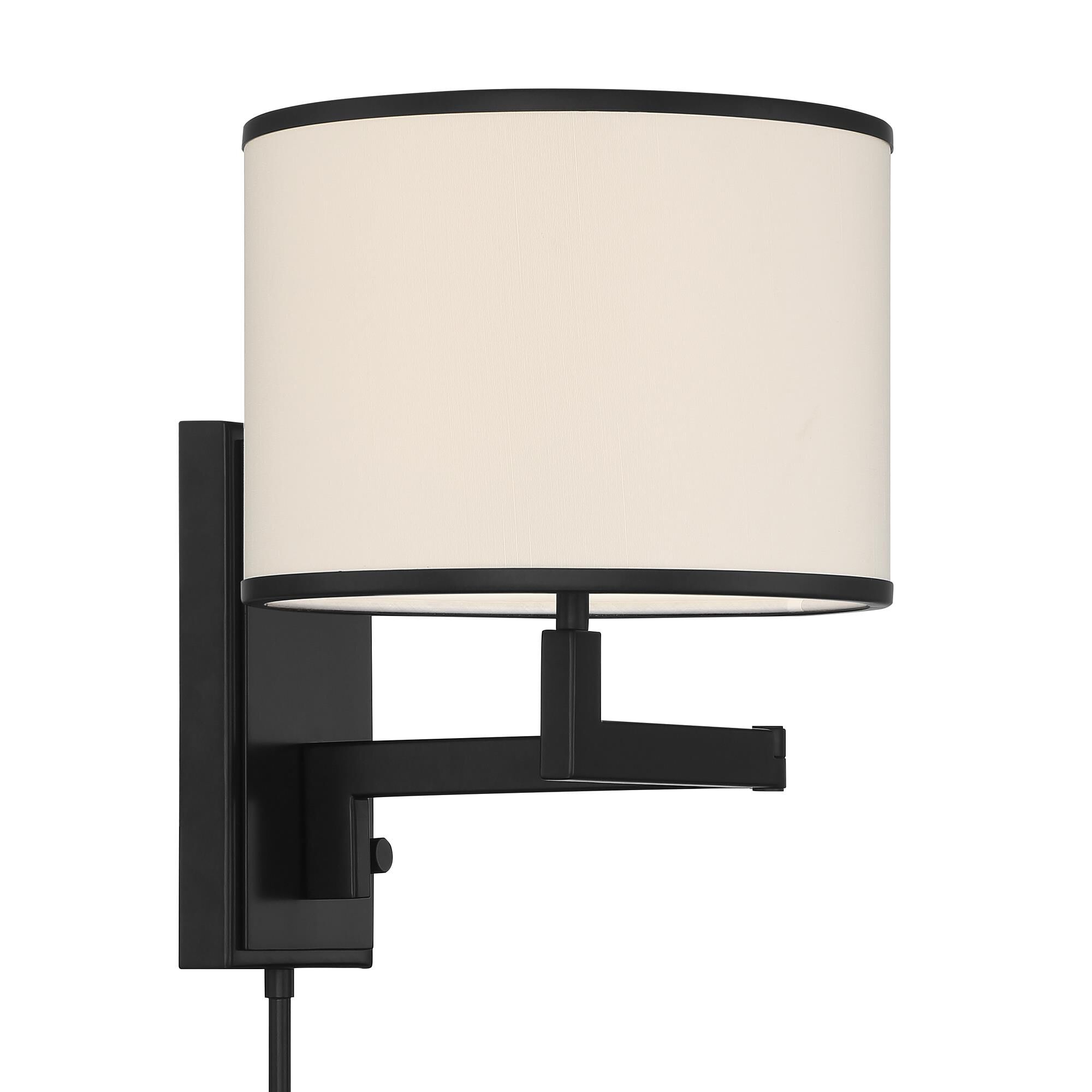 Shown in Matte Black finish and Fabric glass and Fabric shade