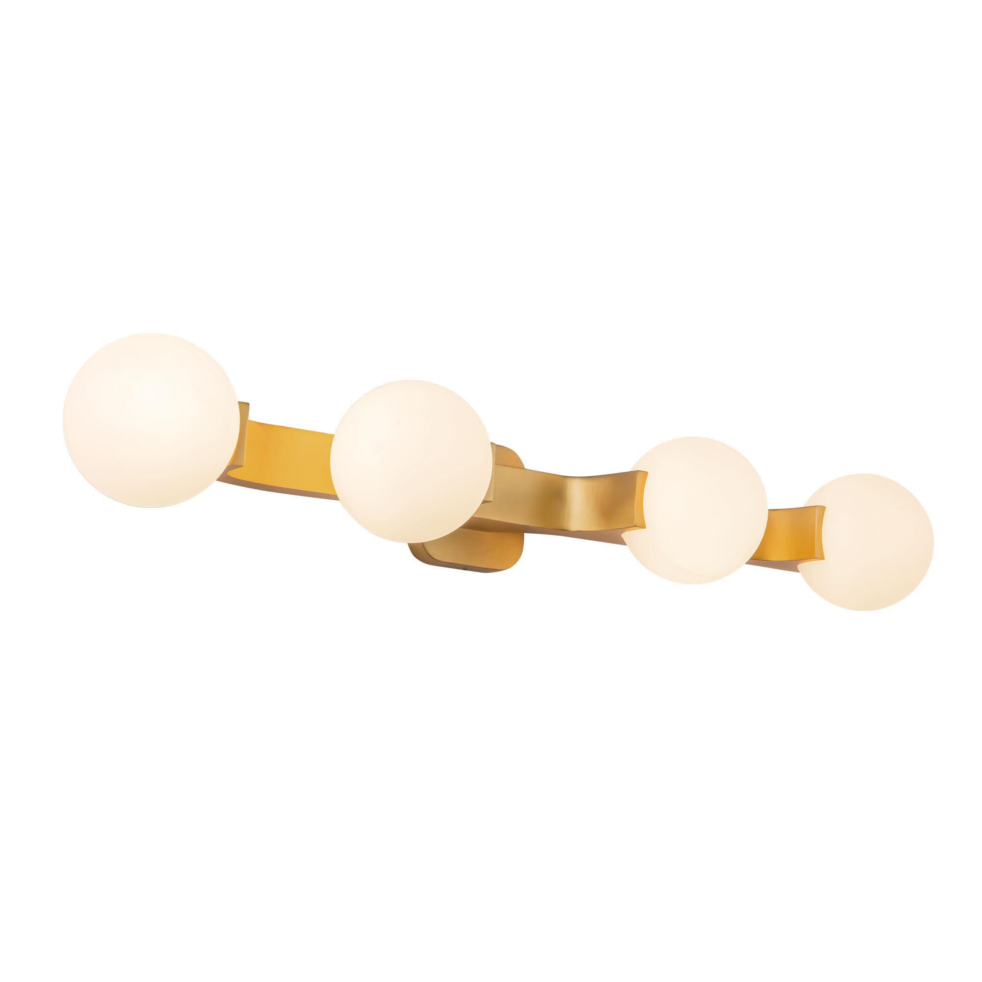 Shown in Brushed Gold finish and Matte Opal glass