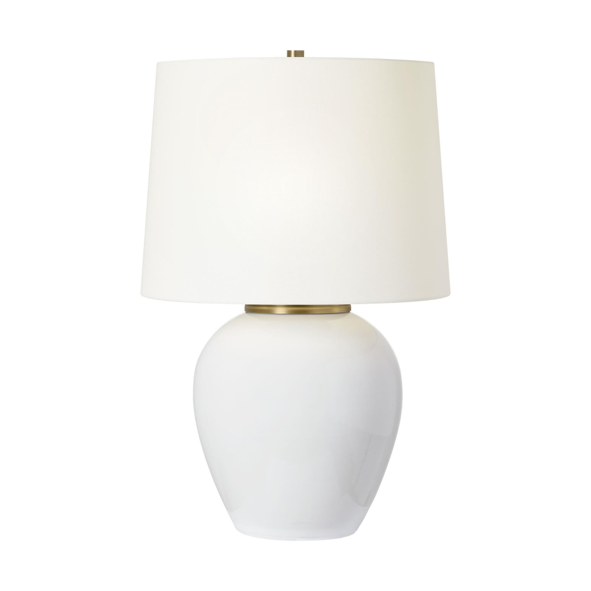 Shown in New White finish and White Linen shade