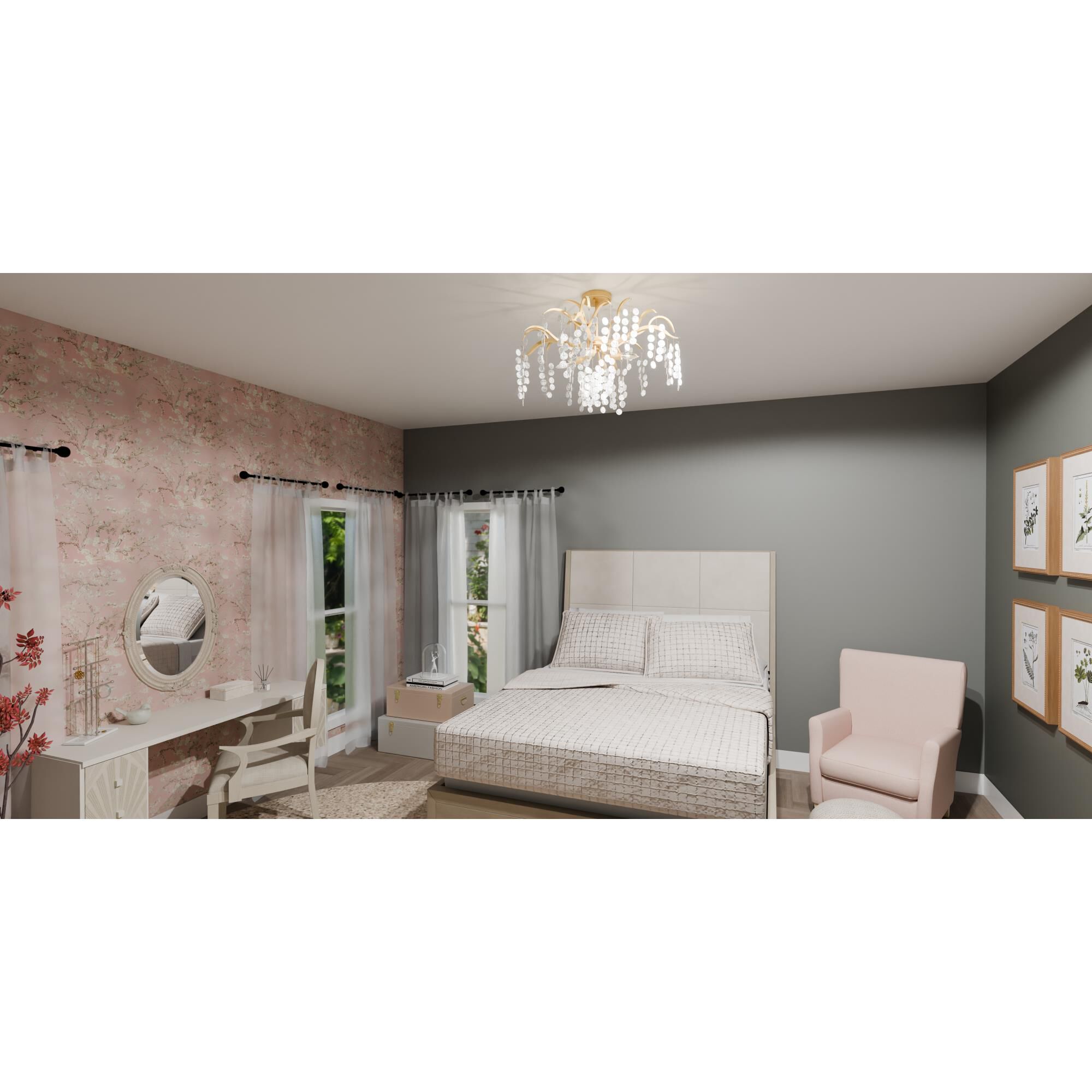 Maple 29 Inch Semi Flush Mount by Quoizel