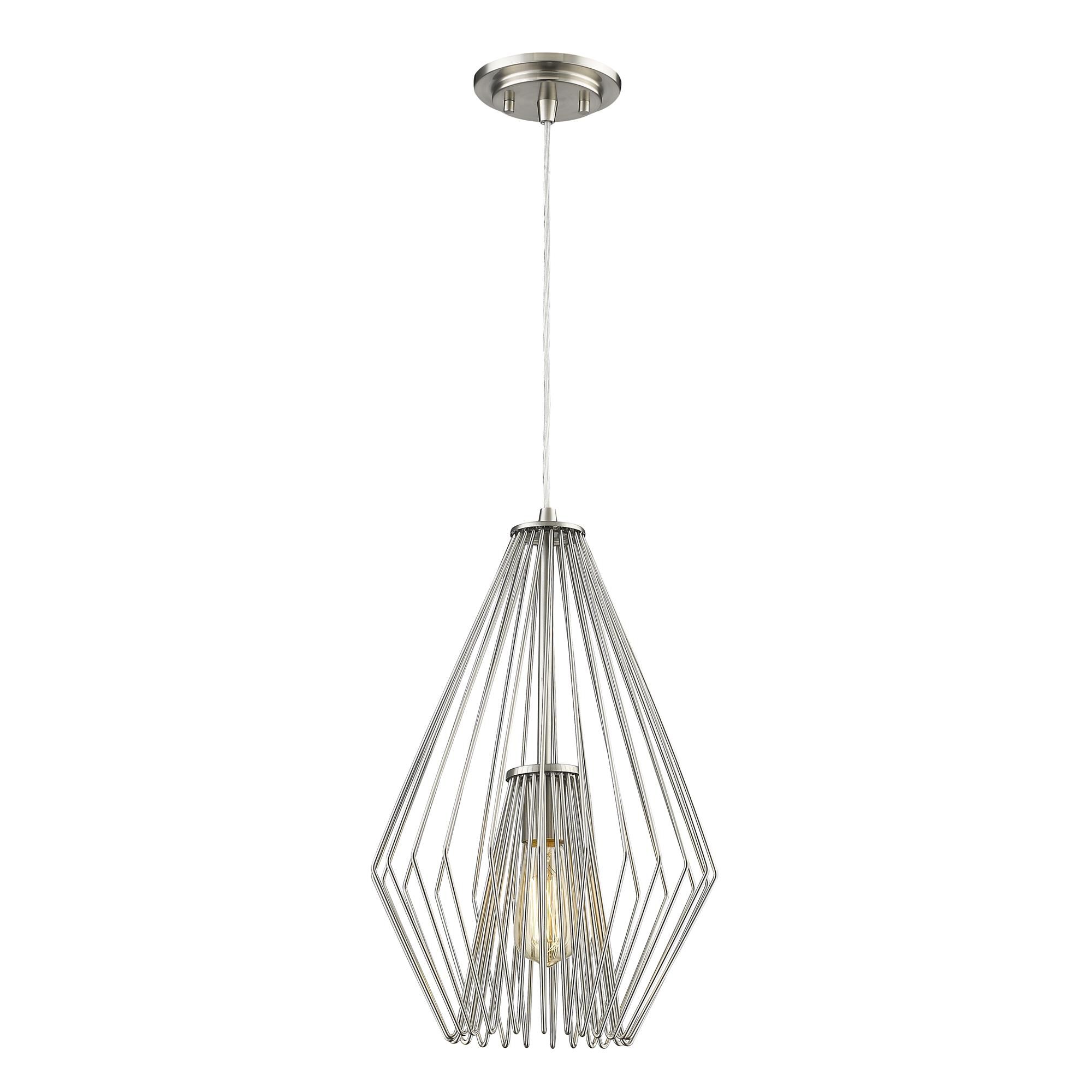 Shown in Brushed Nickel finish and Steel glass and Steel shade