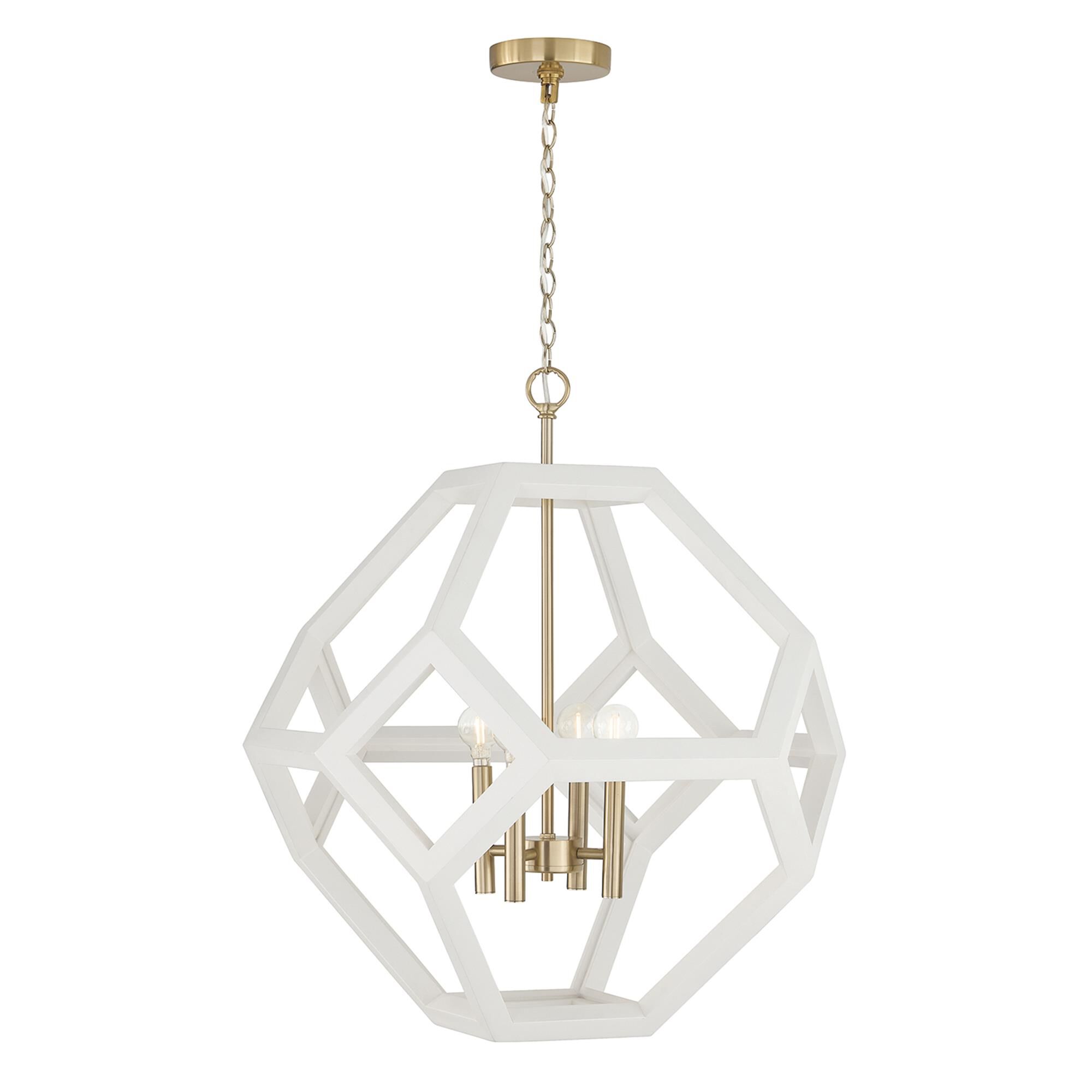 Shown in Flat White And Matte Brass finish