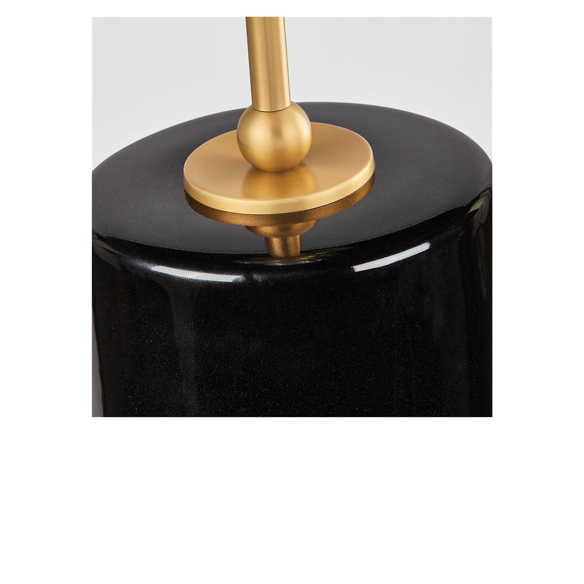 Shown in Black Ceramic finish and White Linen Fabric shade