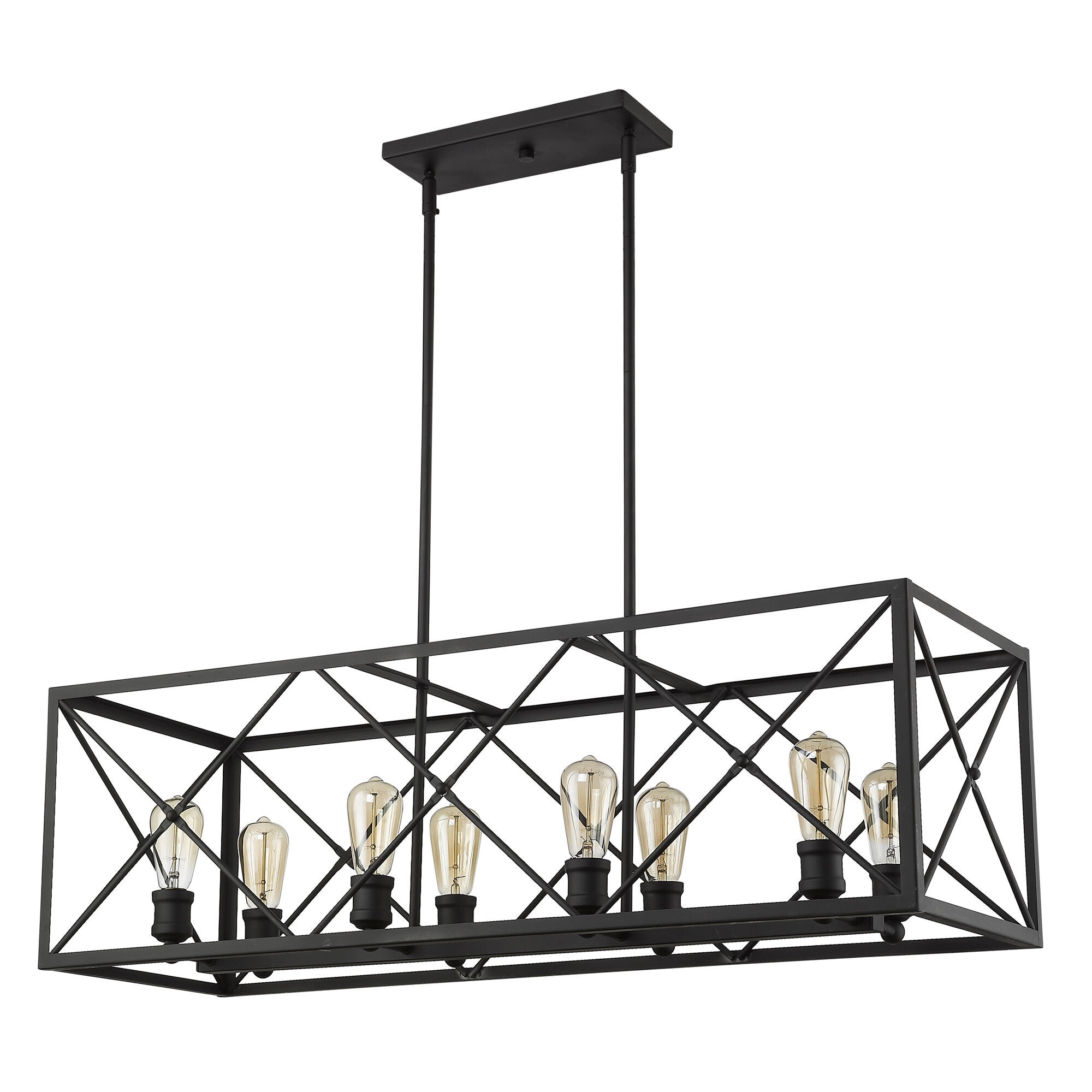 Shown in Matte Black finish and Matte Black glass and Matte Black Metal Cage shade