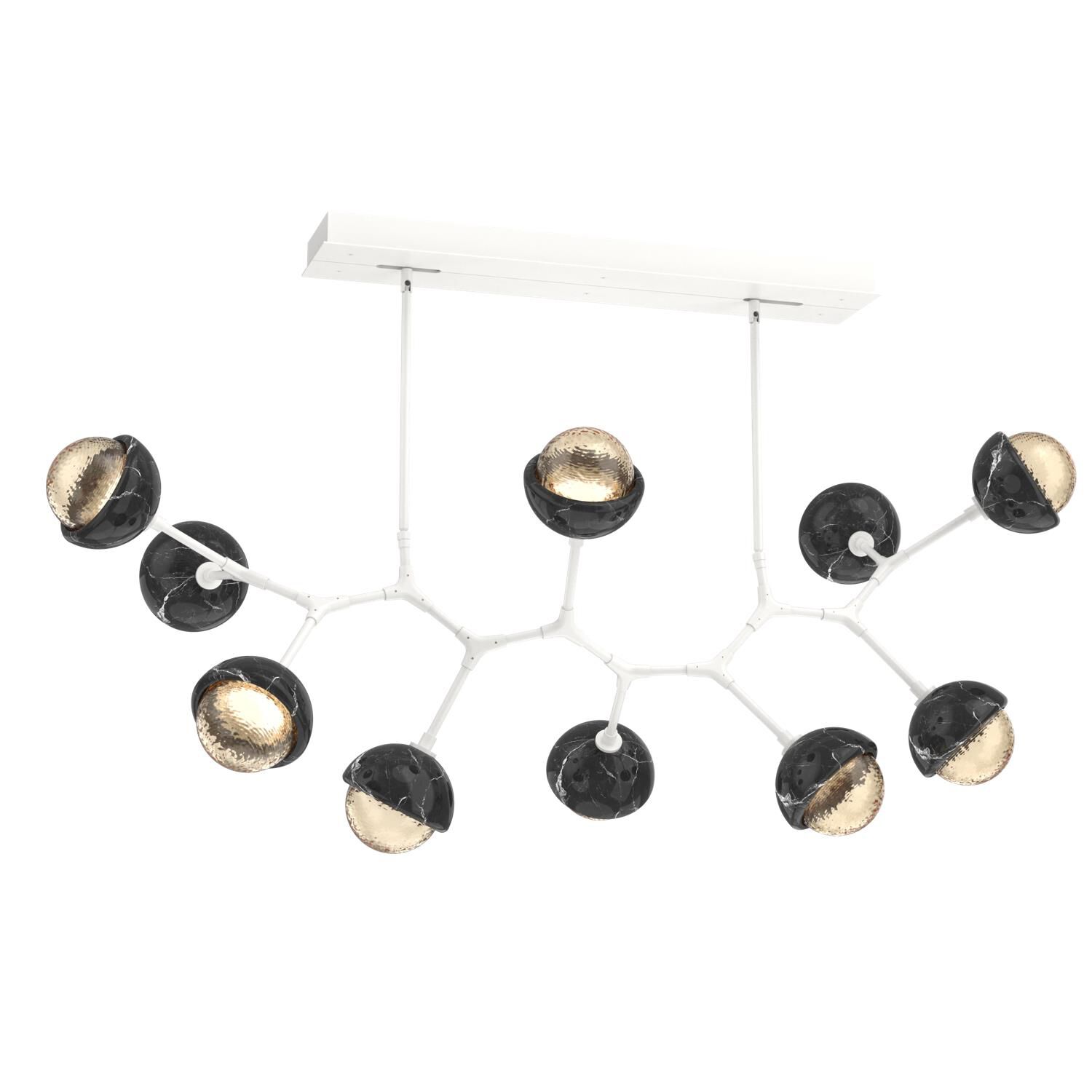 Shown in Salt White finish and Amber glass and Black Marble accent