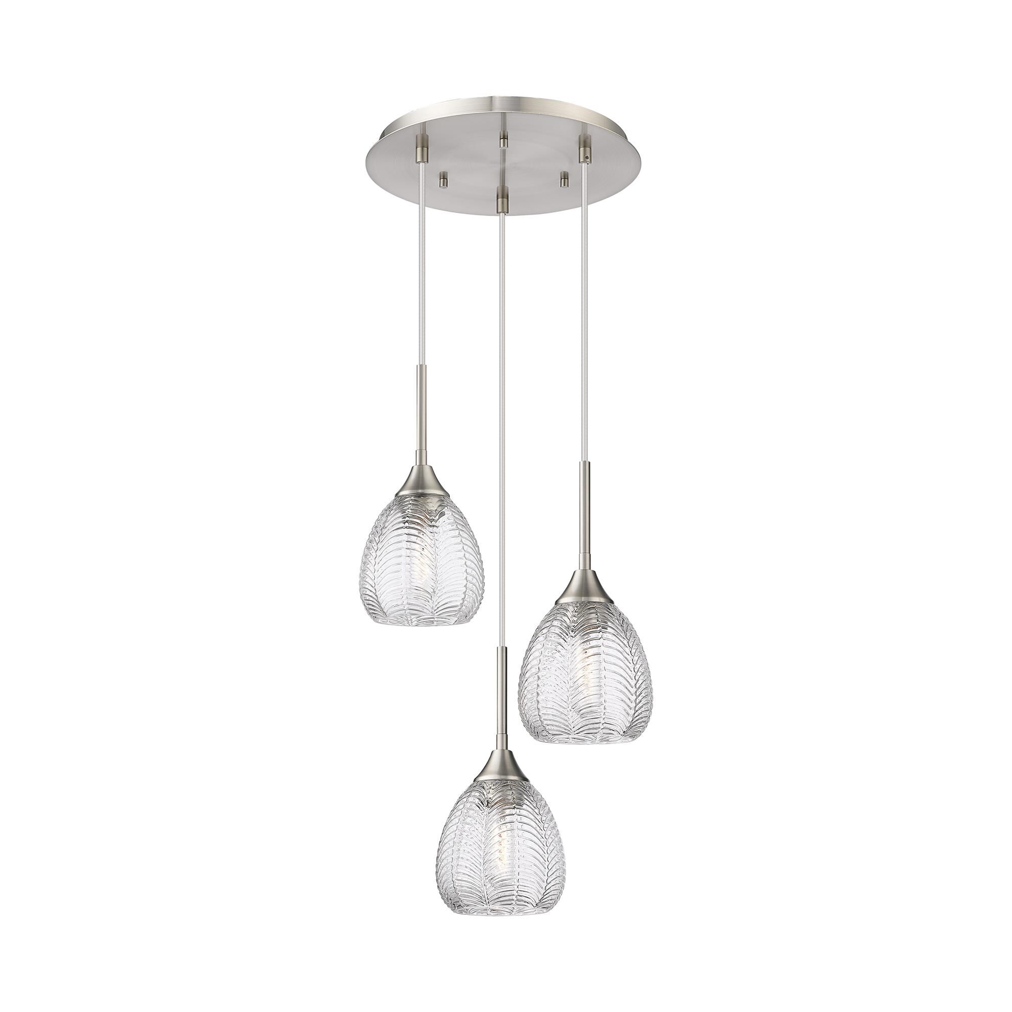 Shown in Satin Nickel finish and Clear shade