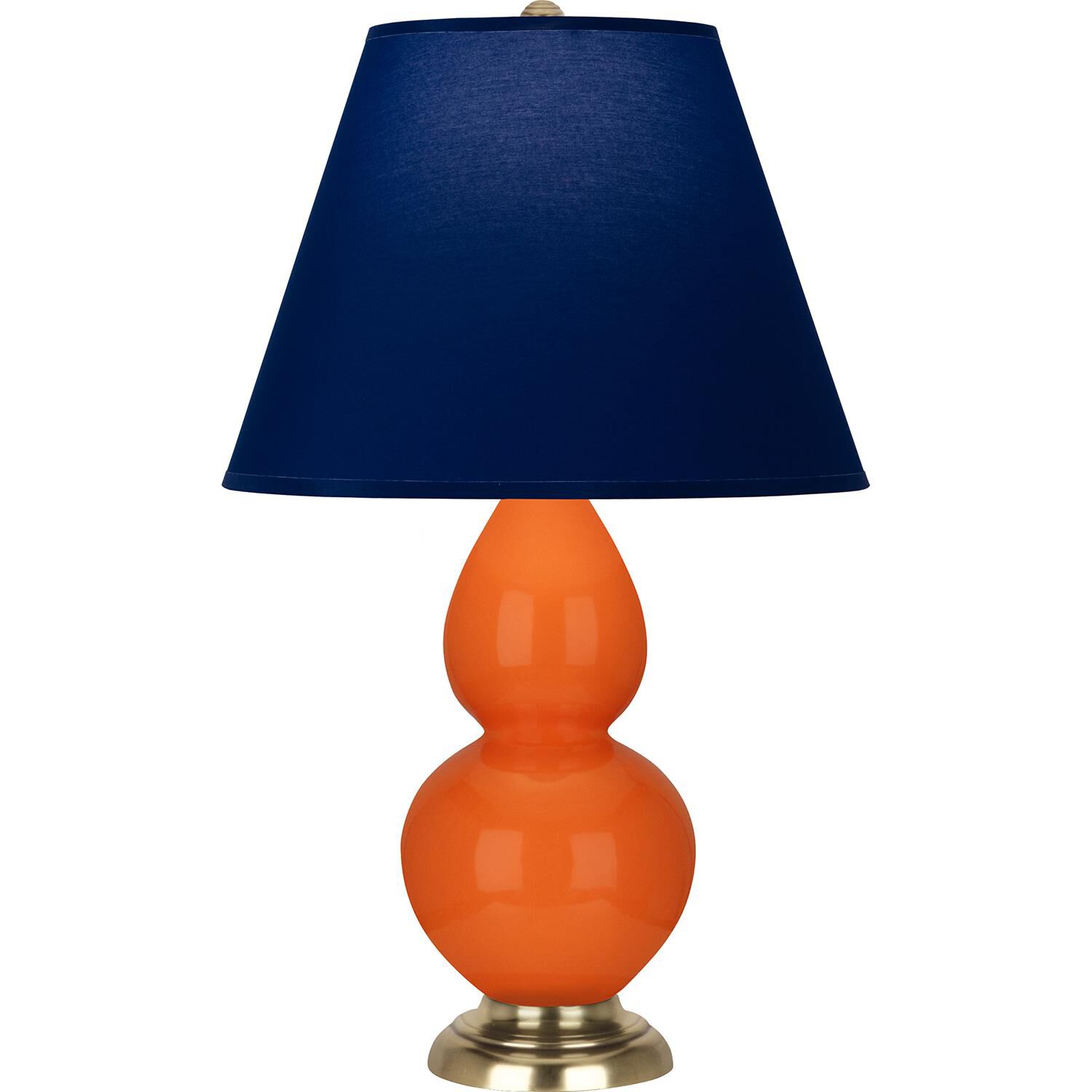 Shown in Pumpkin finish and Navy and Gray shade and Antique Natural Brass accent