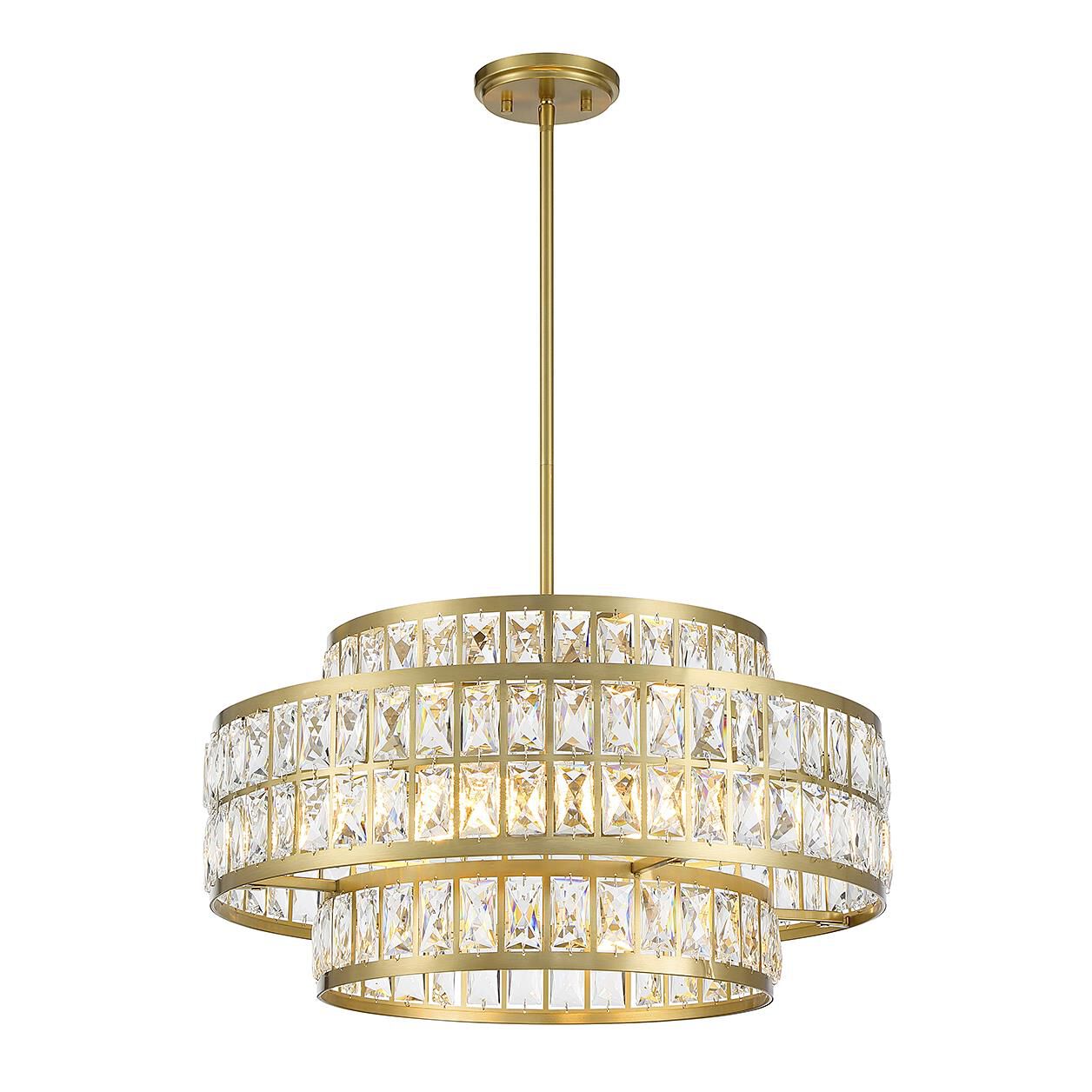 Shown in Warm Brass finish and Clear crystal