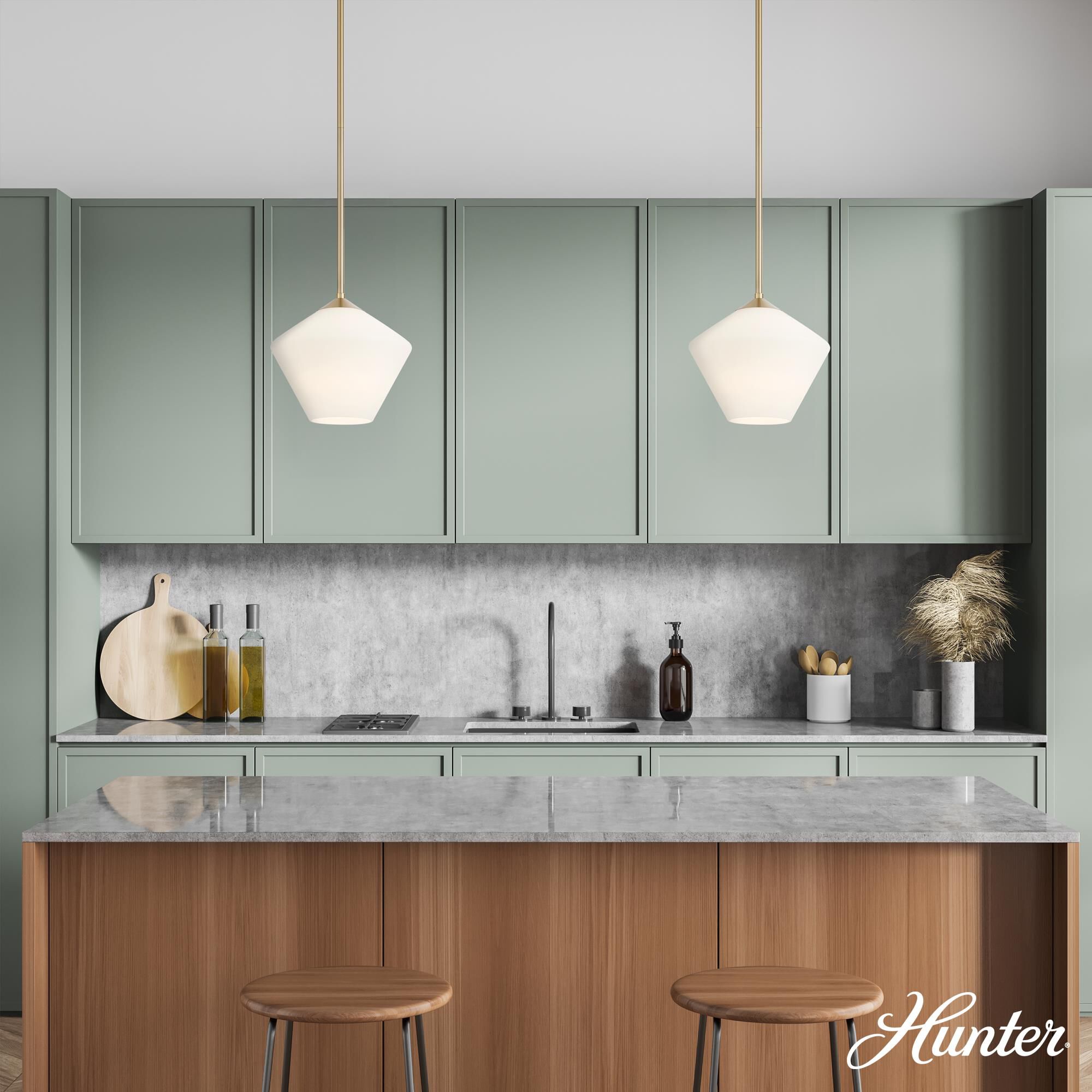 Shown in Alturas Gold finish and Cased White glass