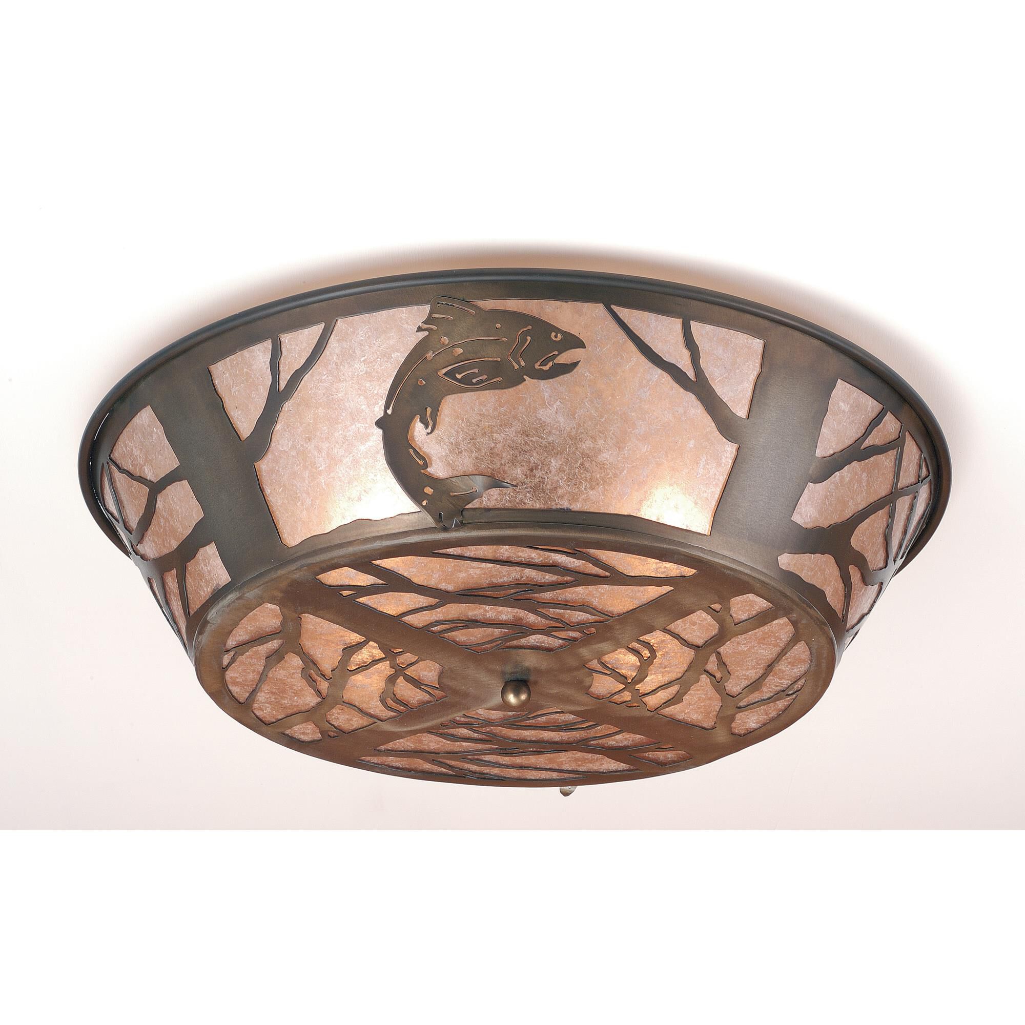 Shown in Antique Copper Finish finish and Silver Mica glass