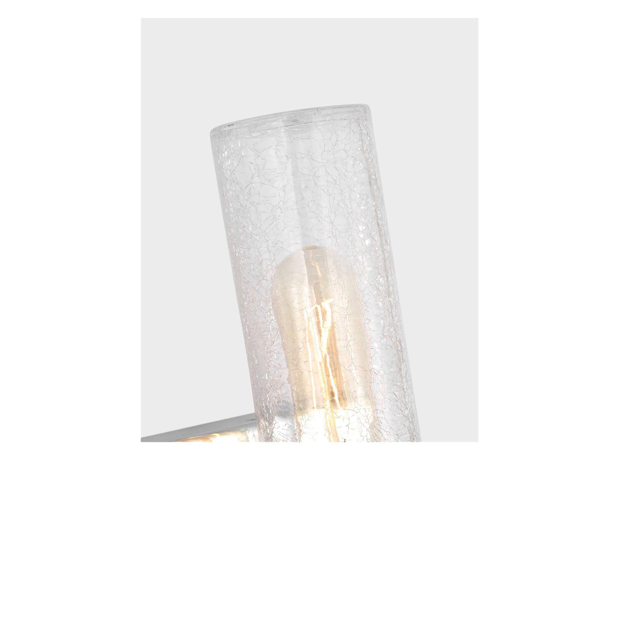 Shown in Chrome finish and Crackle  glass