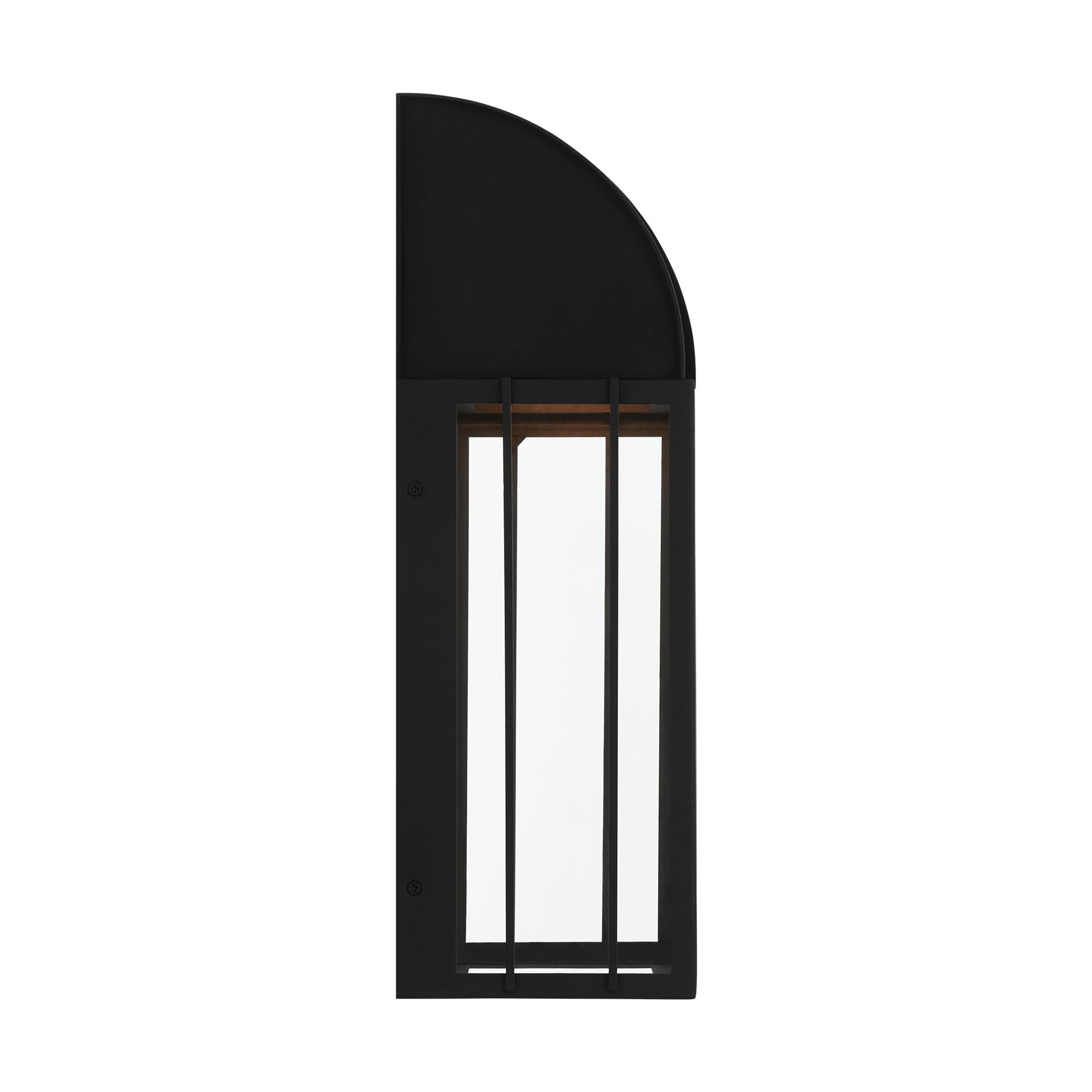 Shown in Textured Black finish and Clear Glass Panels shade