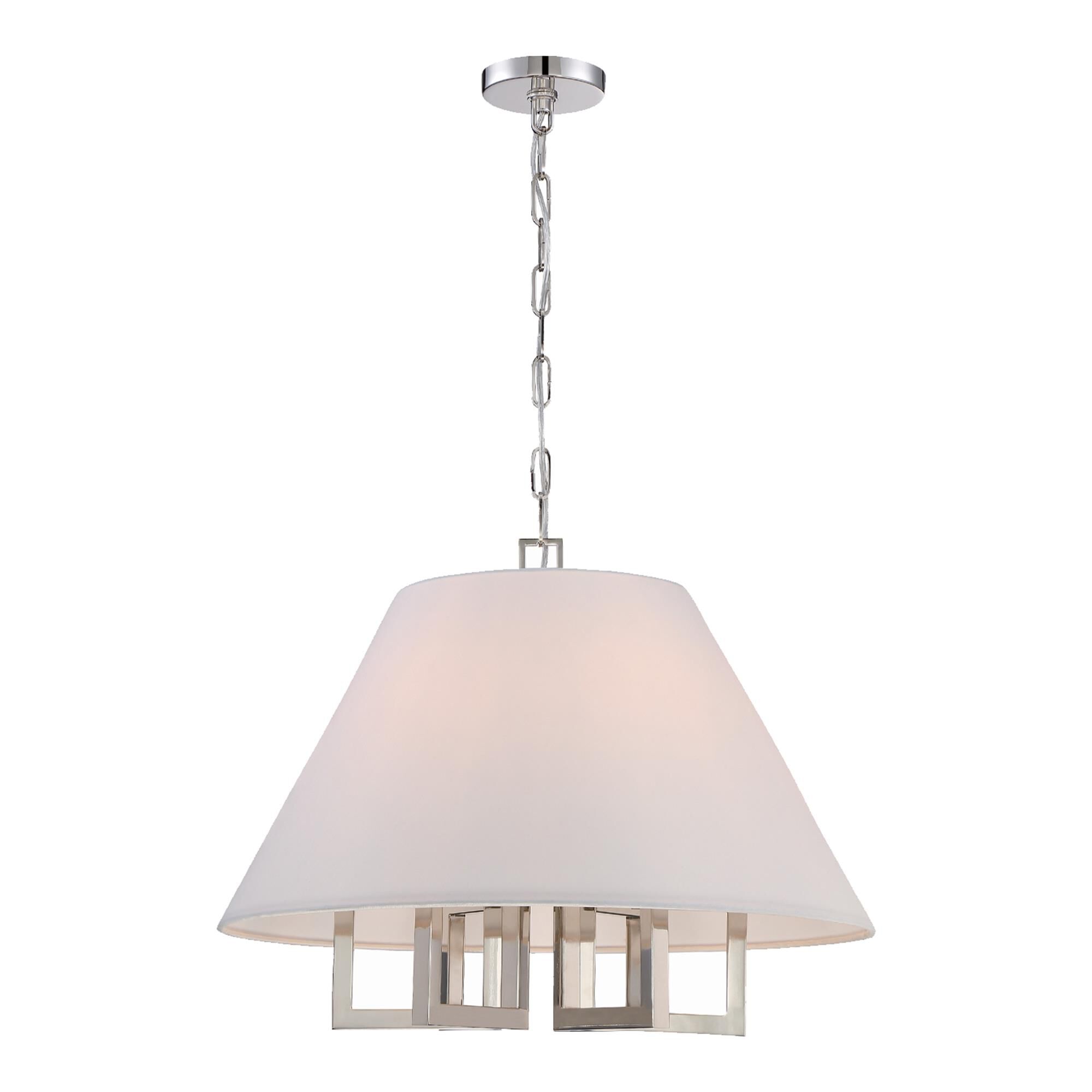 Shown in Polished Nickel finish and Silk glass and Silk shade