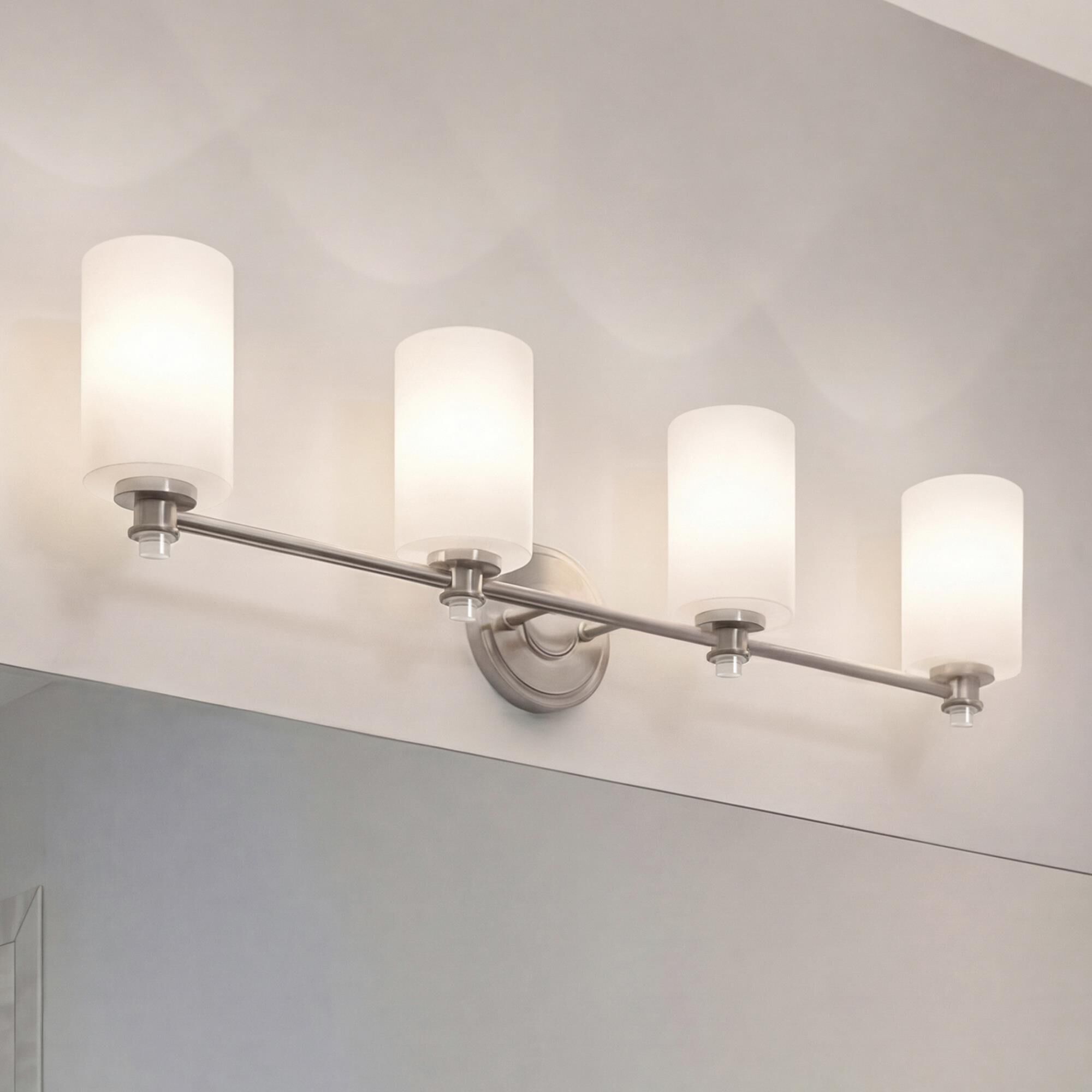 Shown in Brushed Nickel finish and Satin Etched Cased Opal glass