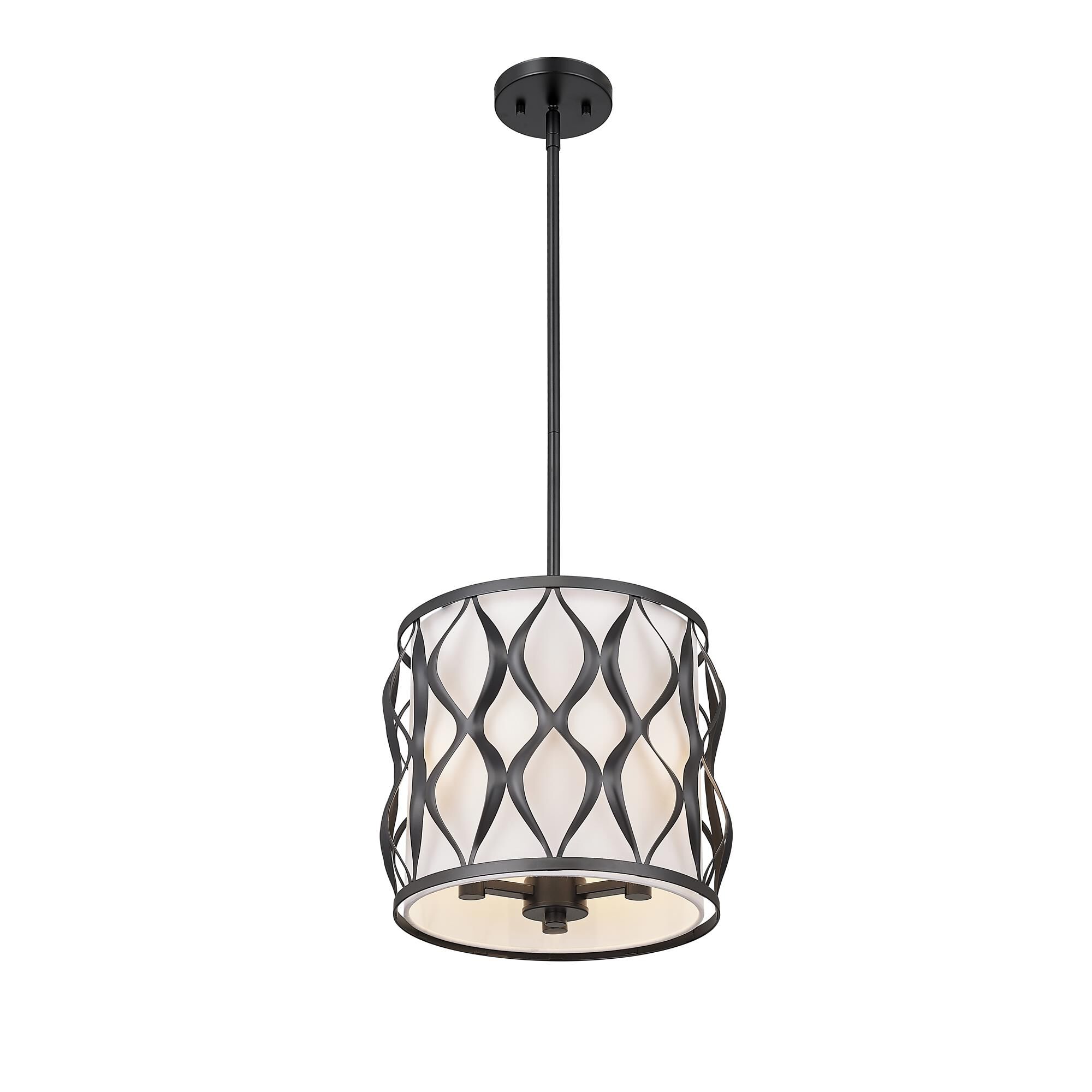 Shown in Matte Black finish and White glass and White shade
