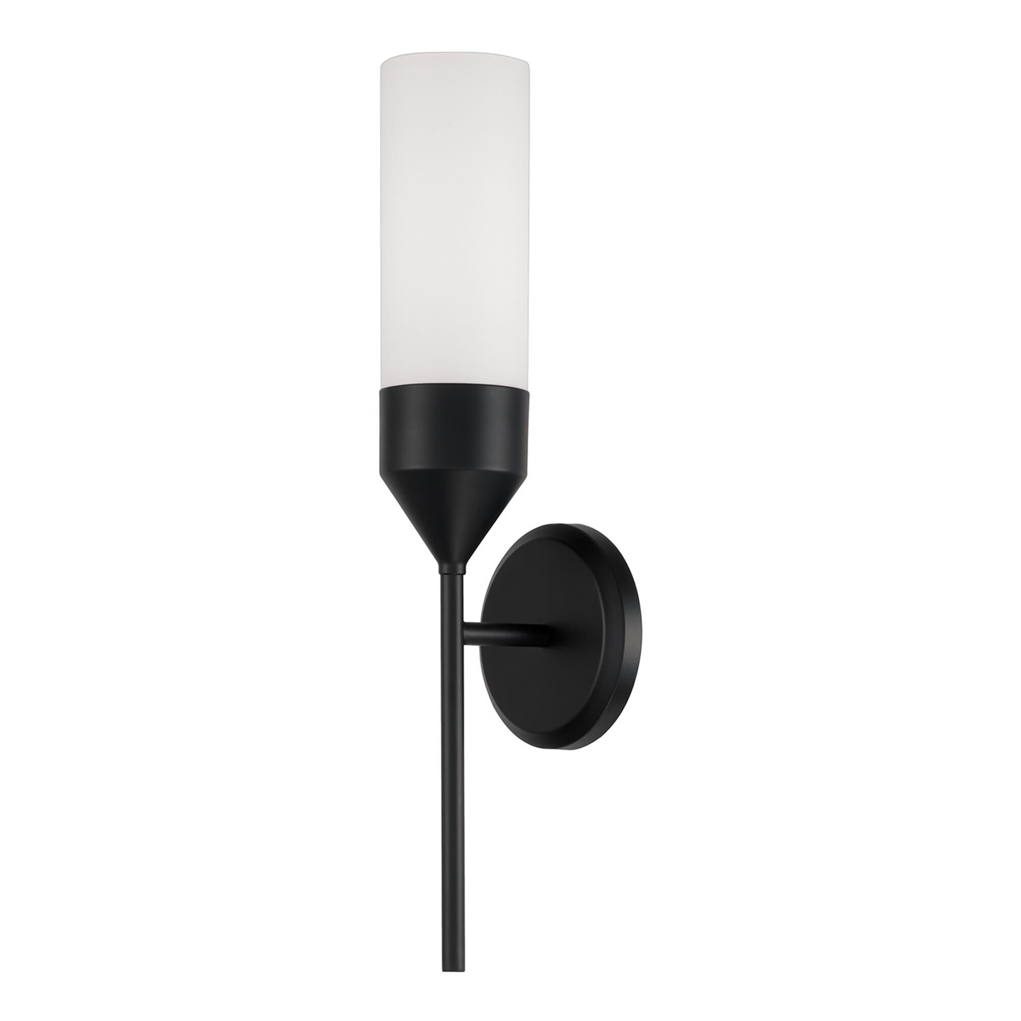 Shown in Matte Black finish and Soft White glass
