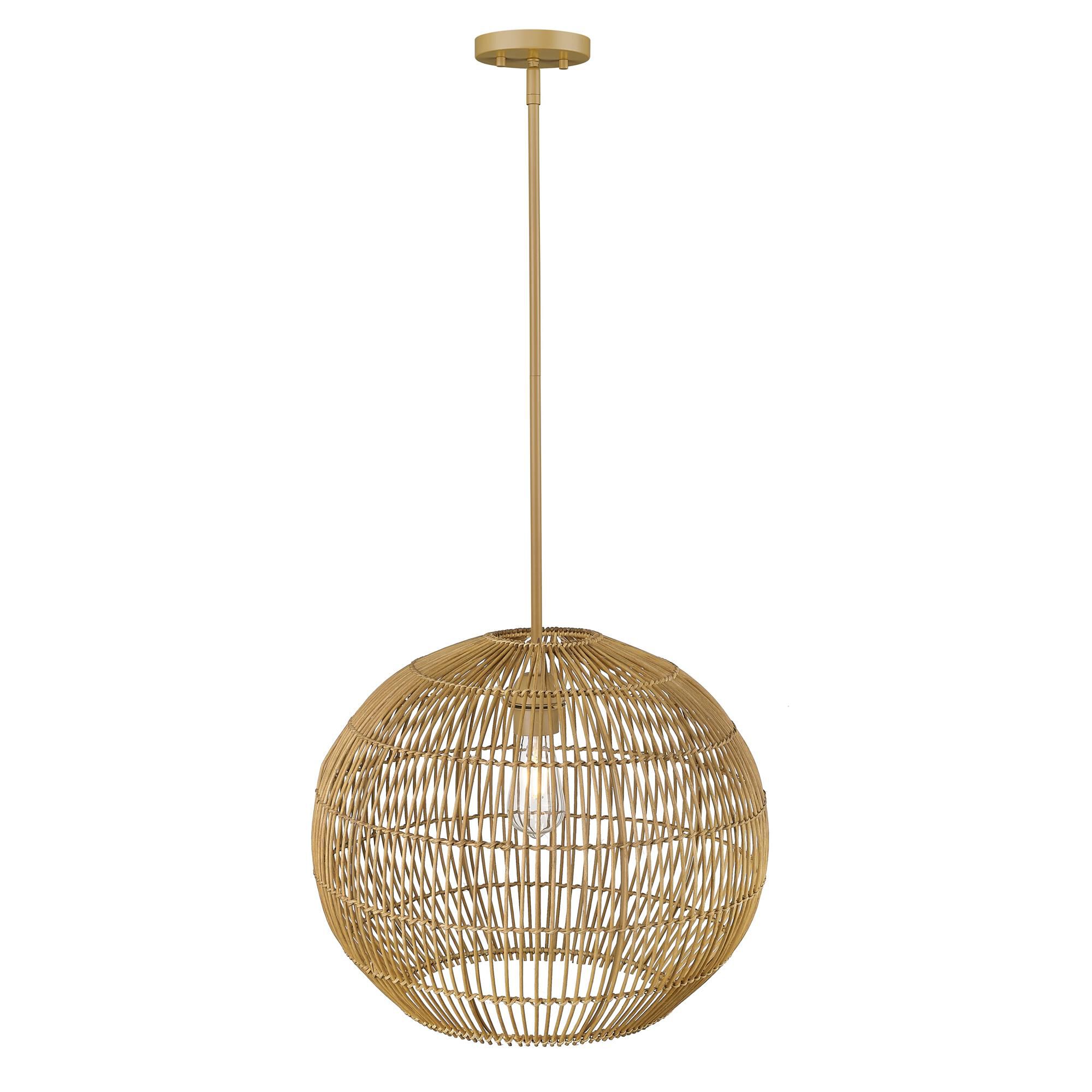 Shown in Tan Metal With Camel Rattan finish and Rattan shade