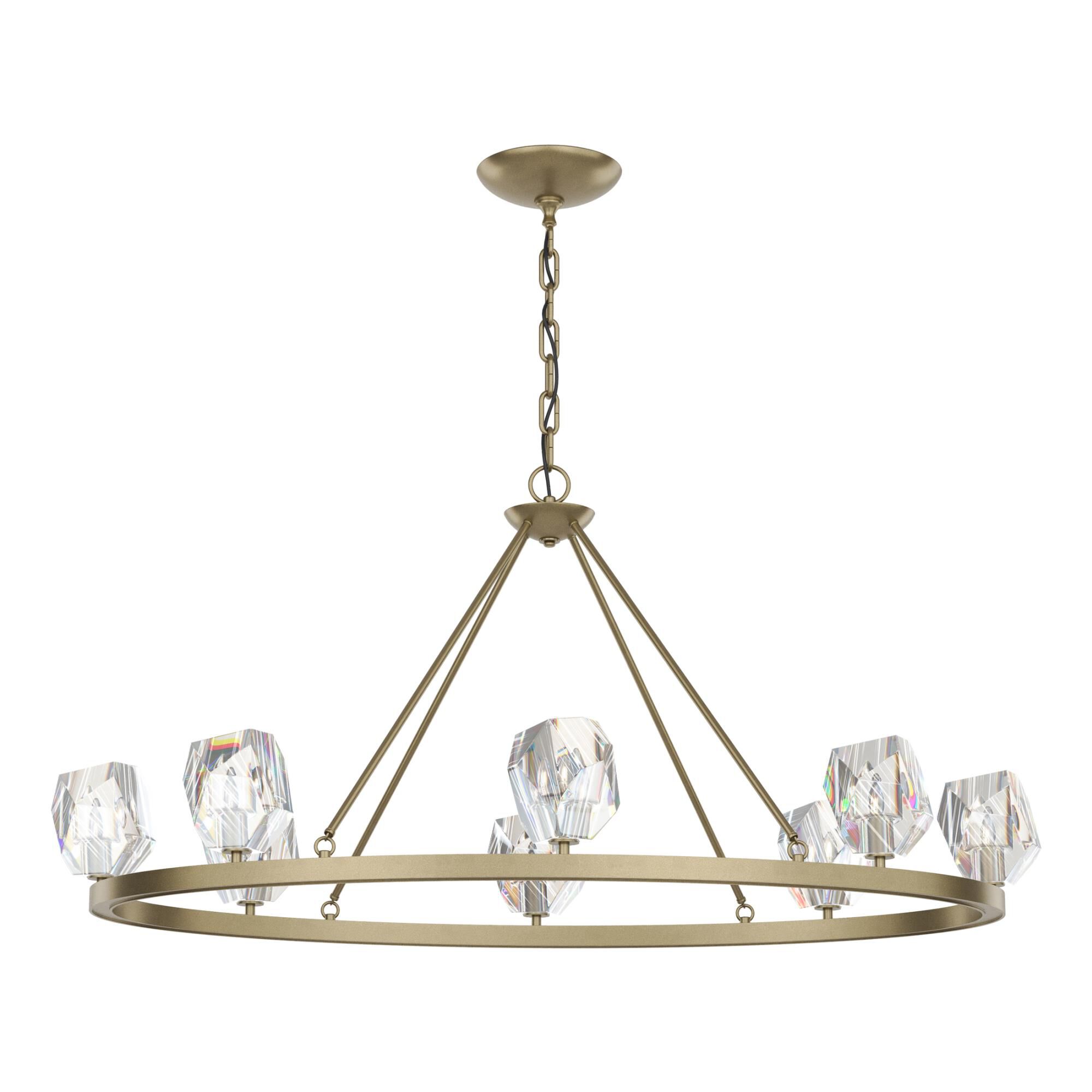 Shown in Soft Gold finish and Clear Crystal glass